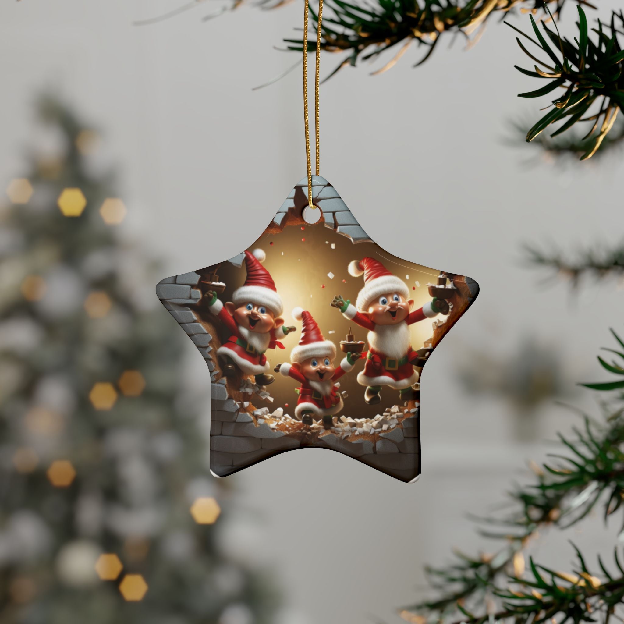 Festive Ceramic Ornaments - Santa's Fun Celebration, Holiday Decor for Christmas, Gift Tags, Tree Decorations, Set of 1-20