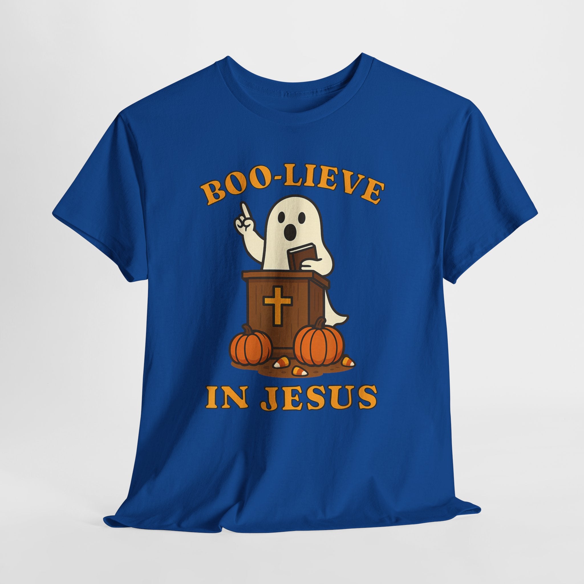 Boo-Lieve in Jesus Tee, Halloween Shirt, Unisex Cotton Tee, Fall Fashion, Religious T-Shirt, Spooky Season Apparel