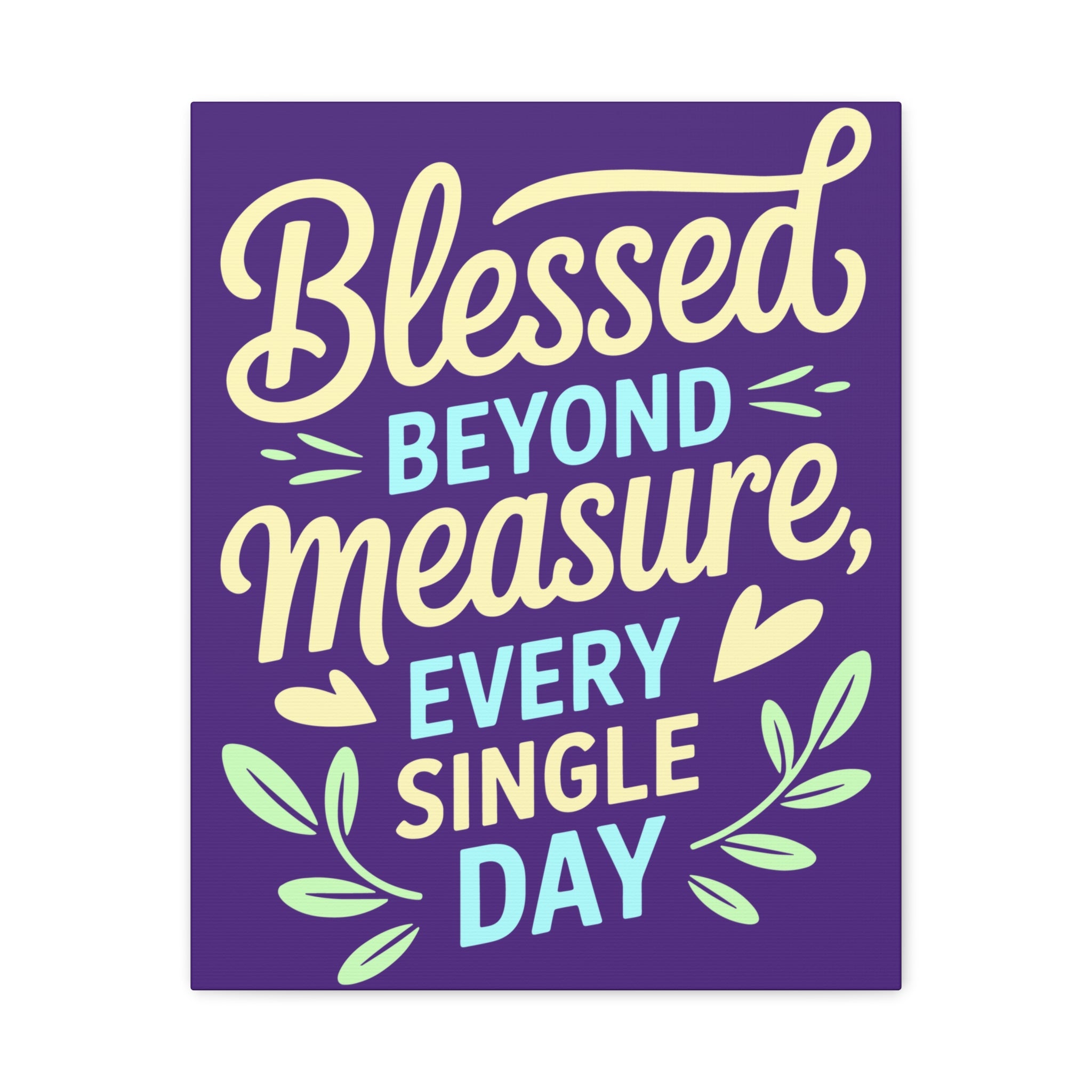 Purple Inspirational Wall Art, Blessed Beyond Measure Canvas, Uplifting Home Decor, Positive Quote Artwork, Gift for Friends & Family