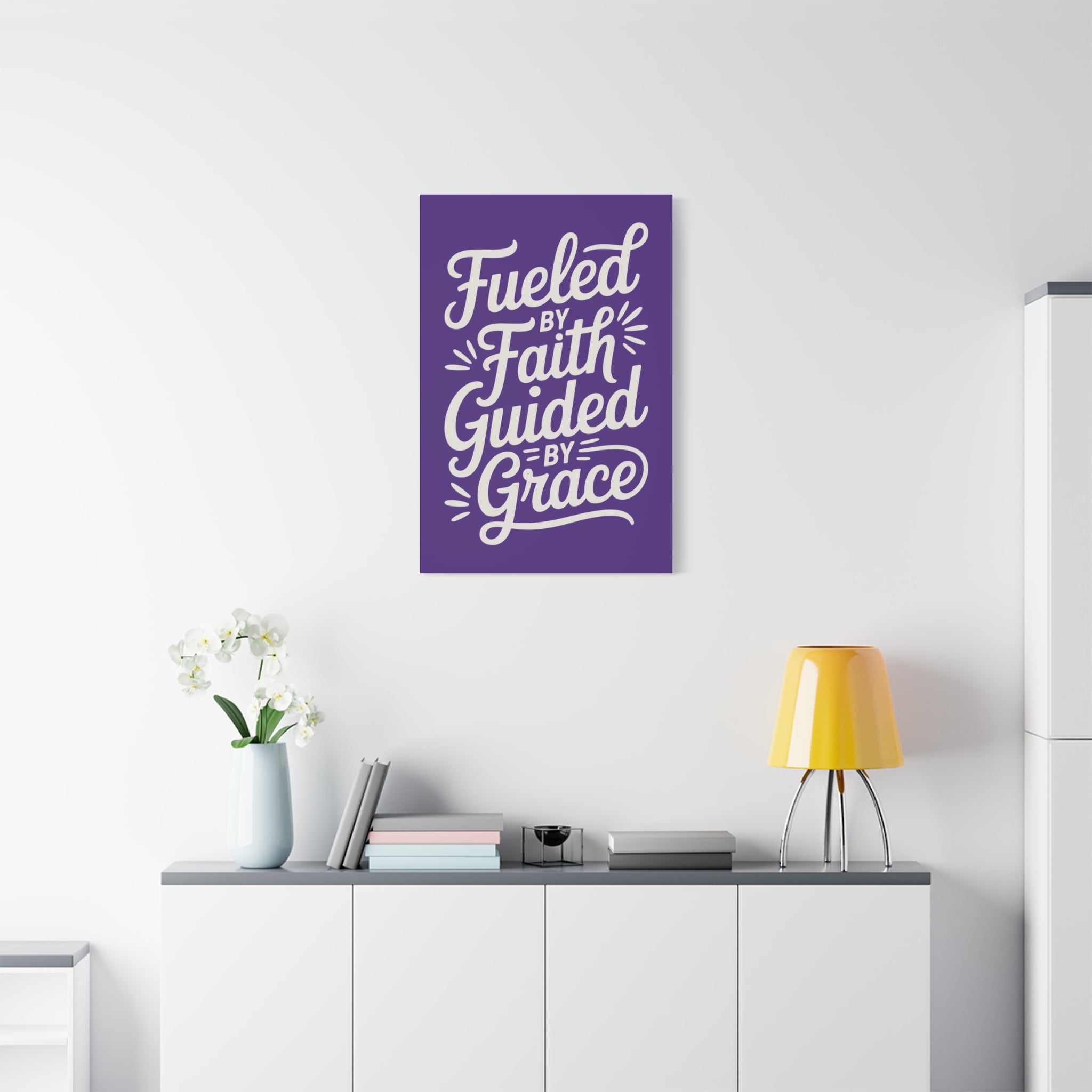 Purple Stretched Canvas Art, Motivational Wall Decor, Home Inspirational Art, Faith-Based Decor, Gift for Faith Lovers