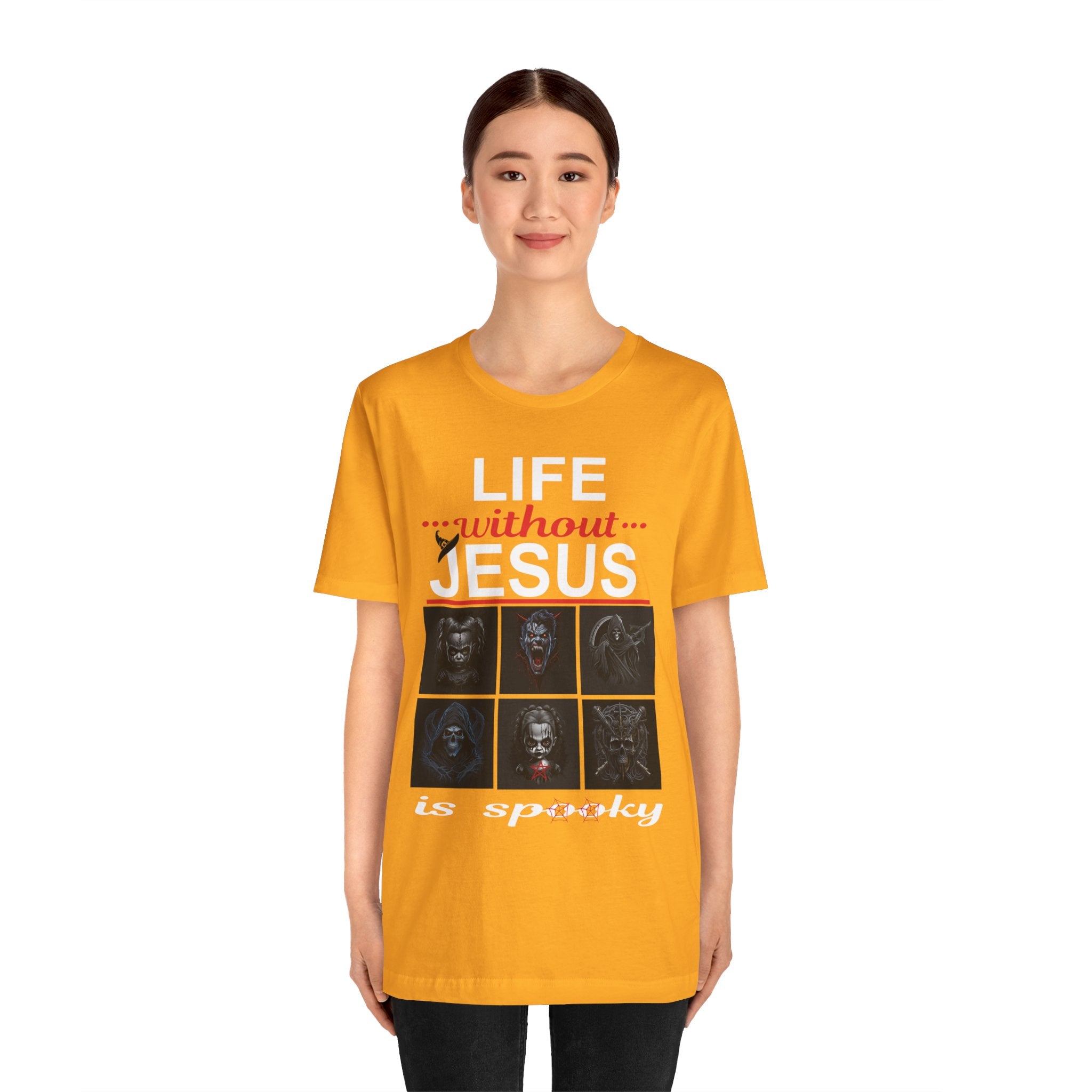 Funny Christian Tee - 'Life Without Jesus is Spooky' Unisex Jersey Short Sleeve T-Shirt, Faith Apparel, Religious Gift, Halloween Tee, [...]