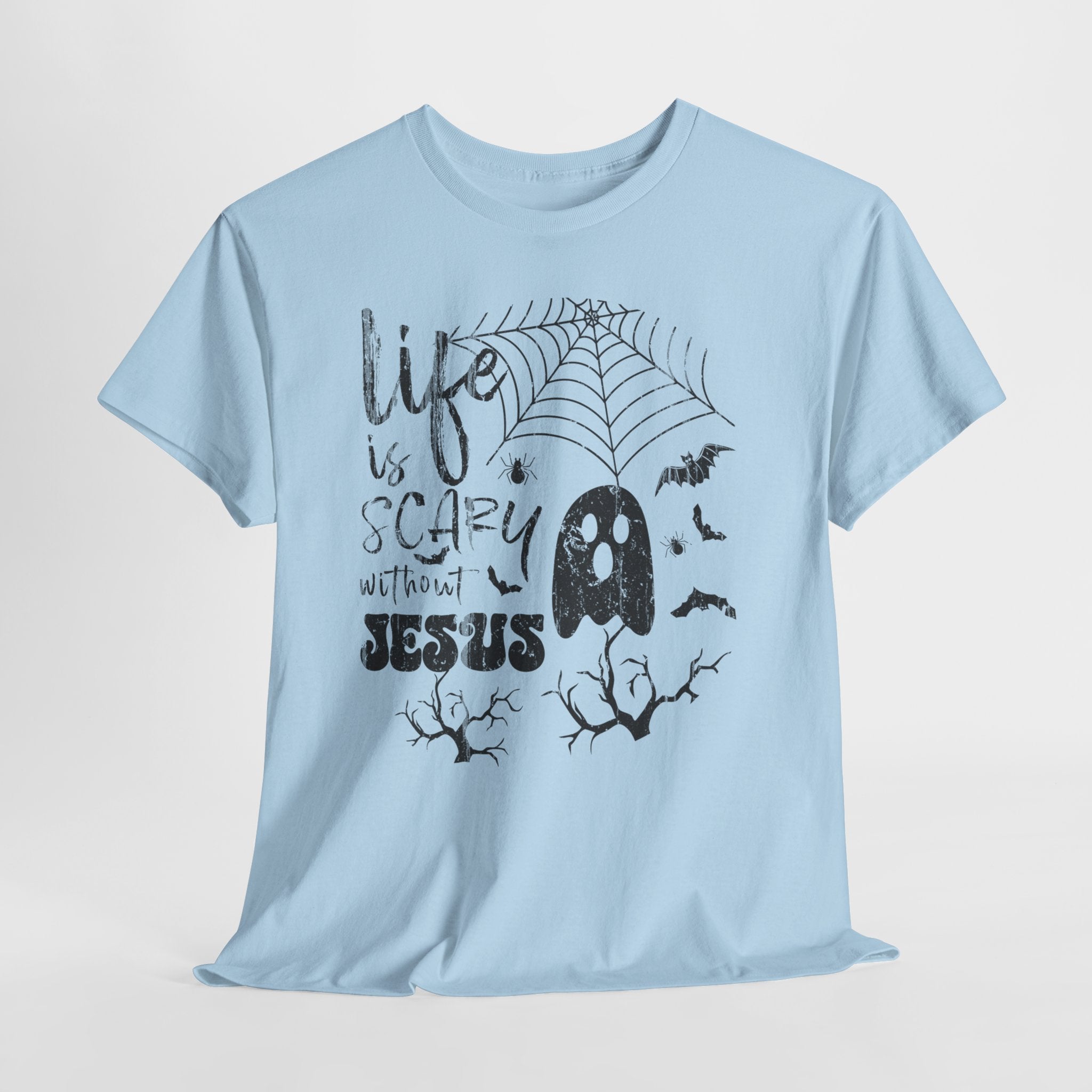 Halloween Ghost Tee: Life is Scary Without Jesus, Unisex Heavy Cotton T-Shirt, Halloween Shirt, Faith-Based Apparel, Cute Ghost Tee, [...]