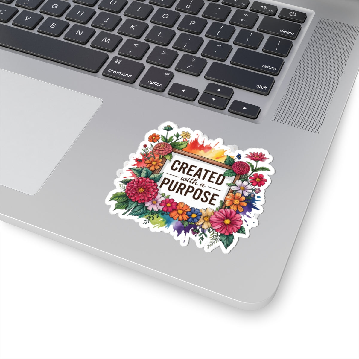 Floral Inspirational Stickers, Created with a Purpose Art, Laptop Decor, Journal Accessories, Gift for Flower Lovers