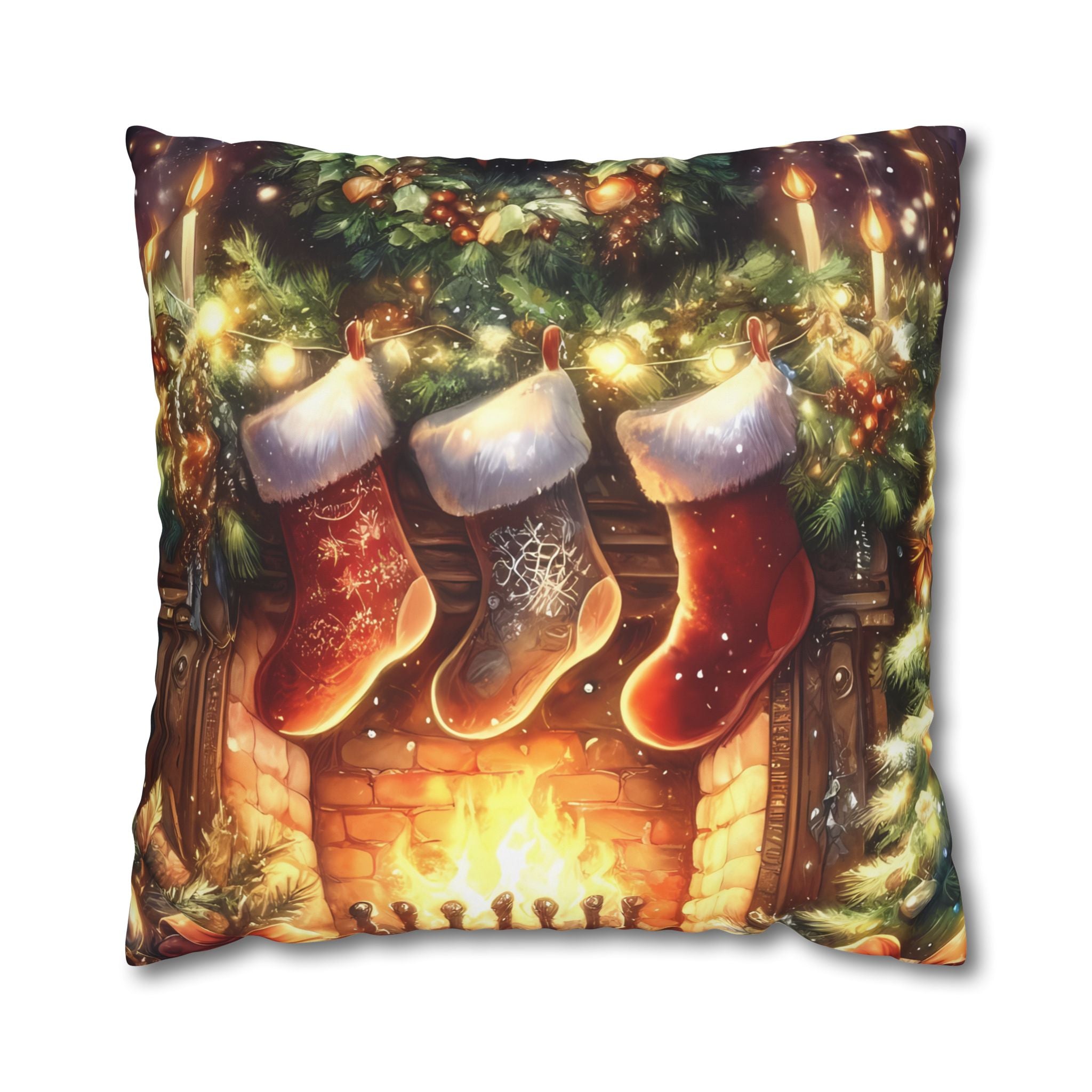 Christmas Stockings Decorative Pillow Cover, Cozy Holiday Home Decor, Festive Cushion for Winter, Gift for Friends & Family