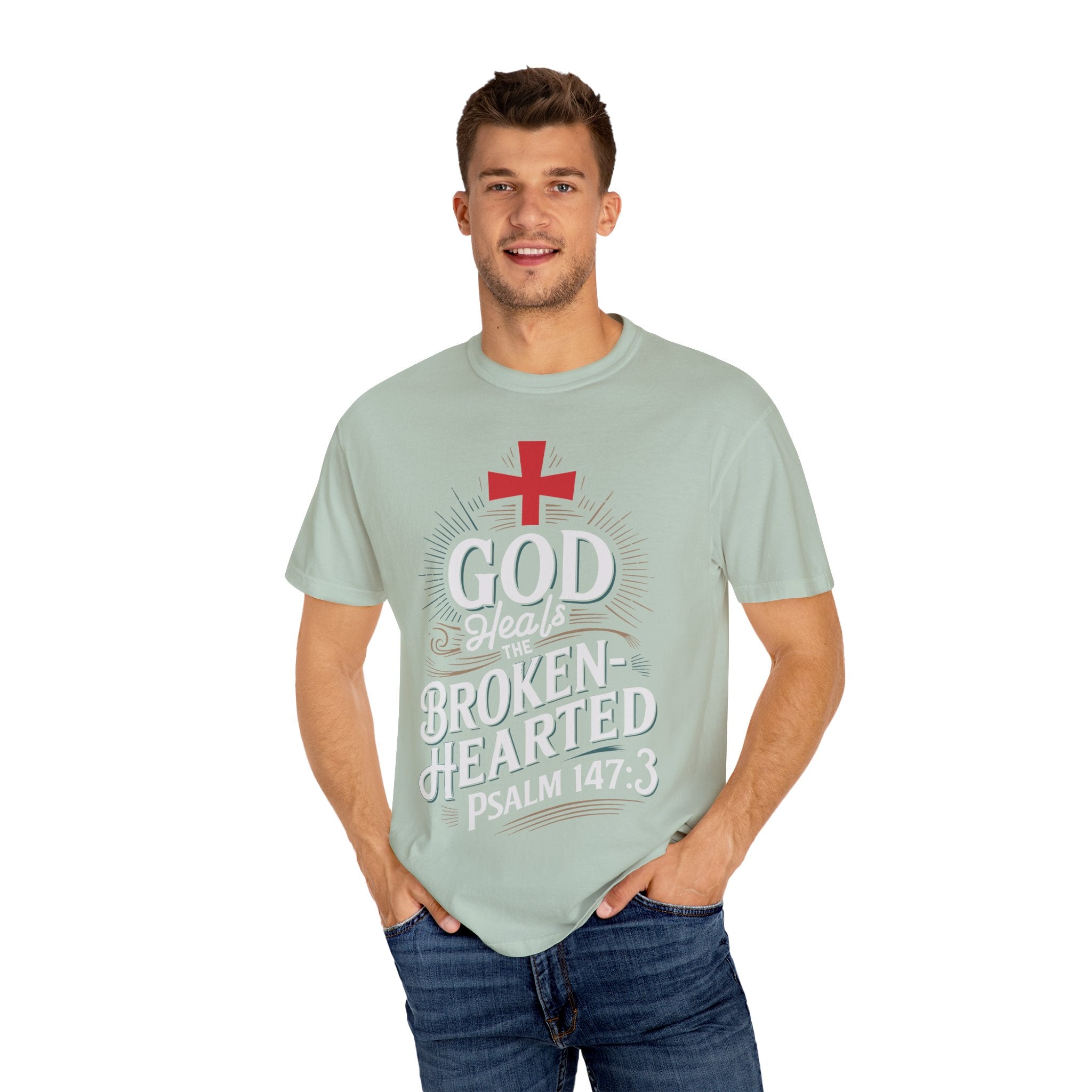 Faith-Inspired Unisex T-Shirt, God Heals The Broken-Hearted Tee