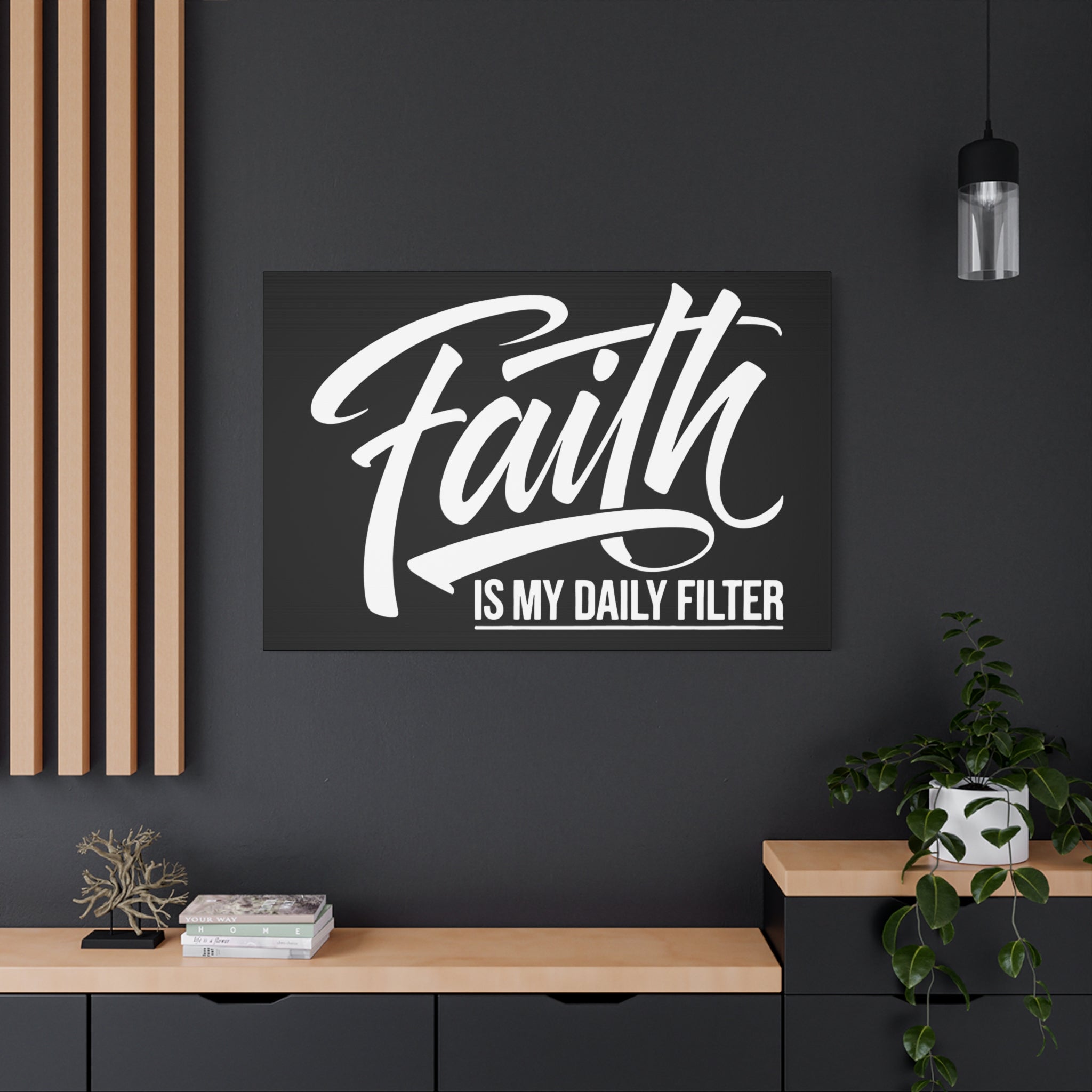Inspirational Canvas Wall Art, Faith Quote Decor, Motivational Home Decor, Gray Wall Hanging, Gift for Faith Lovers