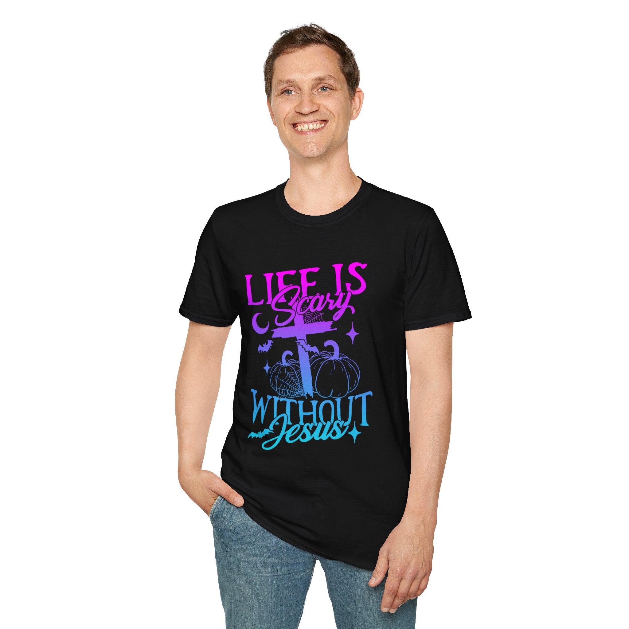 Life is Scary Without Jesus Unisex Softstyle T-Shirt - Faith-Based Graphic Tee, Halloween Outfit, Religious Apparel, Christian Gift, [...]