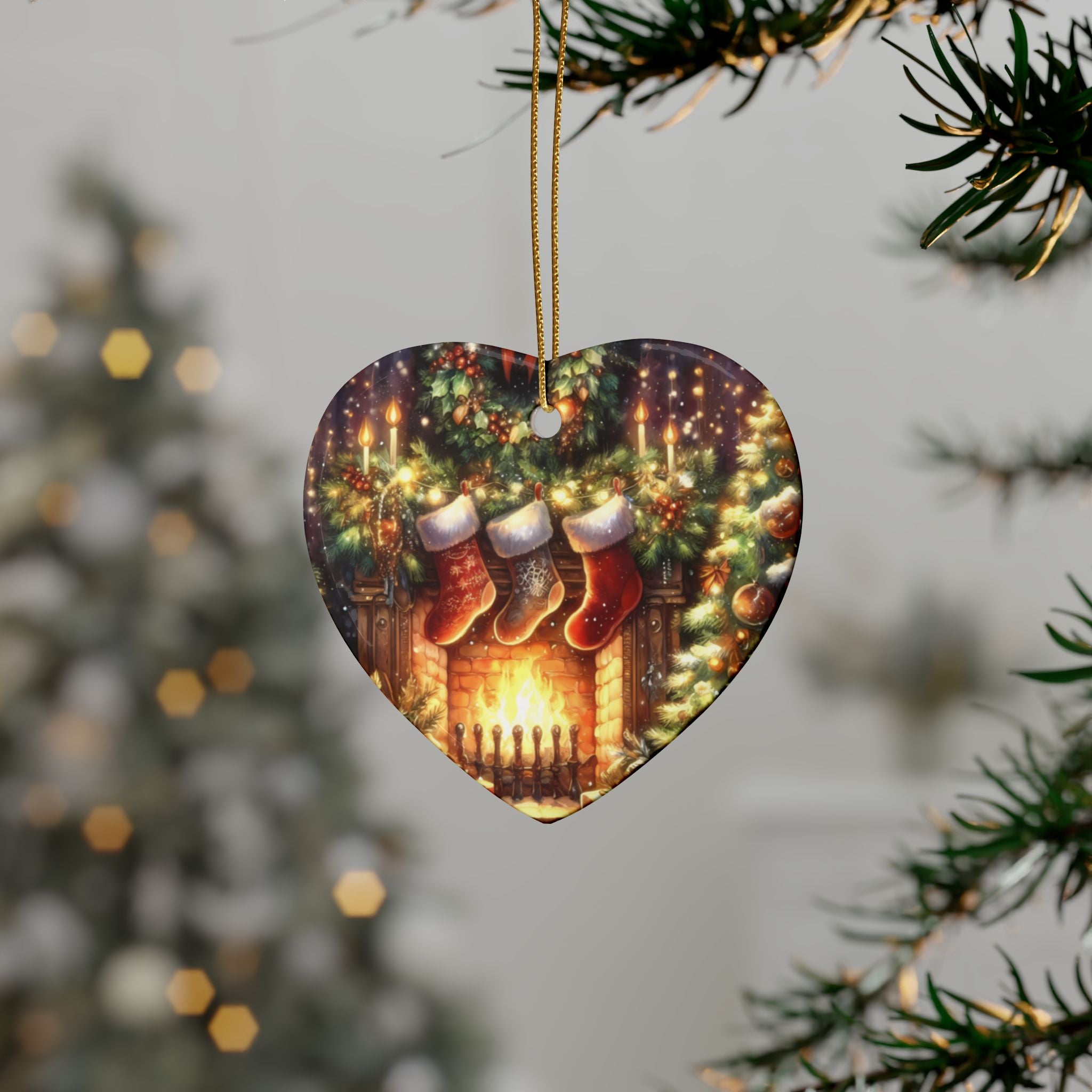 Heart-Shaped Ceramic Ornaments for Holiday Decor, Festive Christmas Ornaments, Gift Tags for Friends, Snow Globe Style Decorations, [...]
