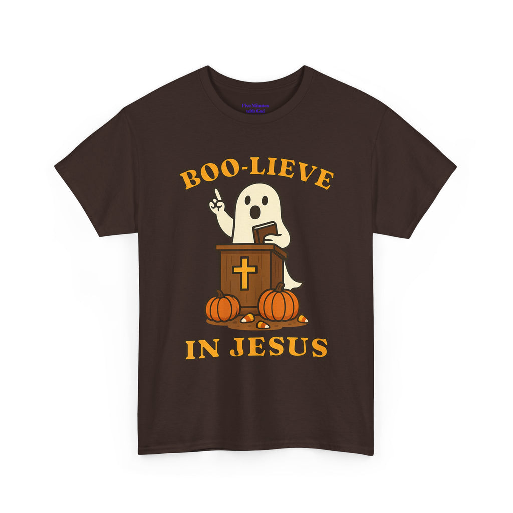 Boo-Lieve in Jesus Tee, Halloween Shirt, Unisex Cotton Tee, Fall Fashion, Religious T-Shirt, Spooky Season Apparel