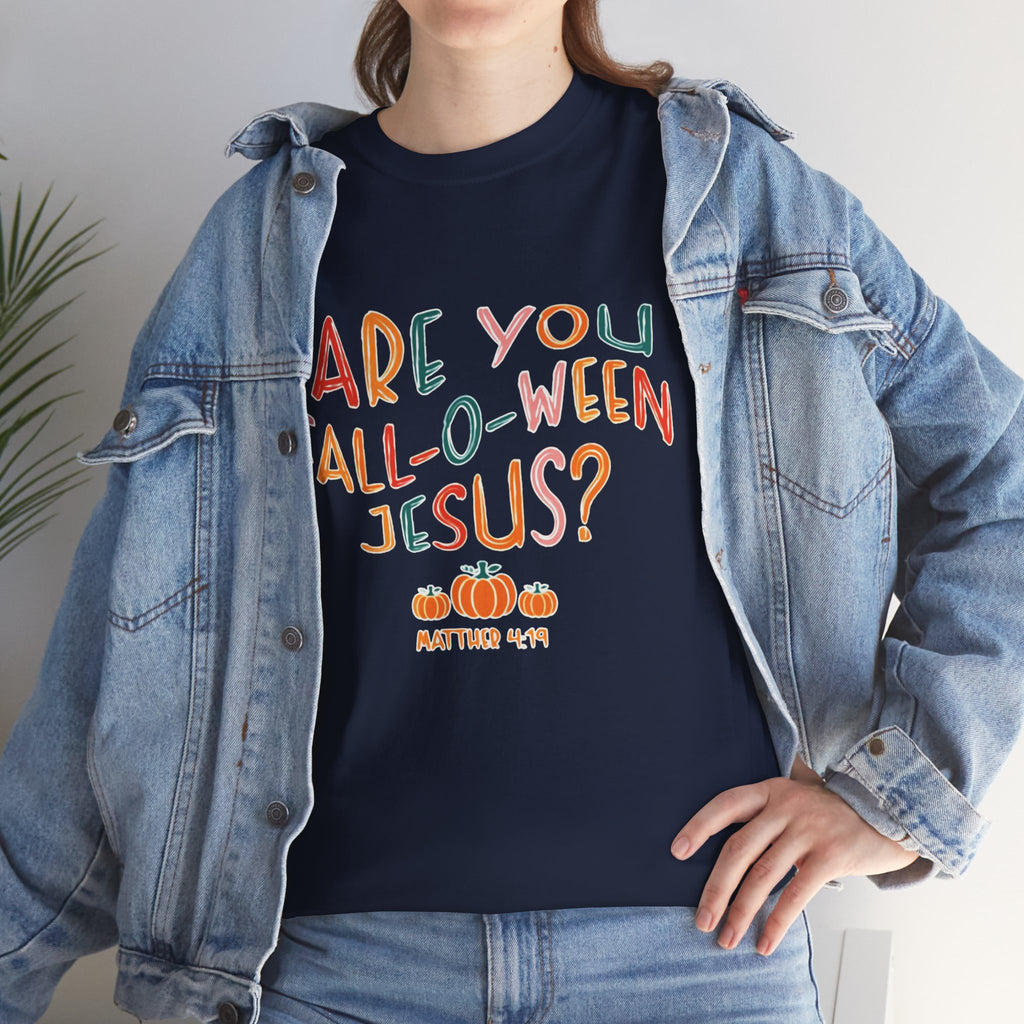 Unisex Fall-O-Ween Jesus Tee, Halloween T-Shirt, Christian Apparel, Autumn Fashion, Fun Holiday Shirt, Pumpkin Theme