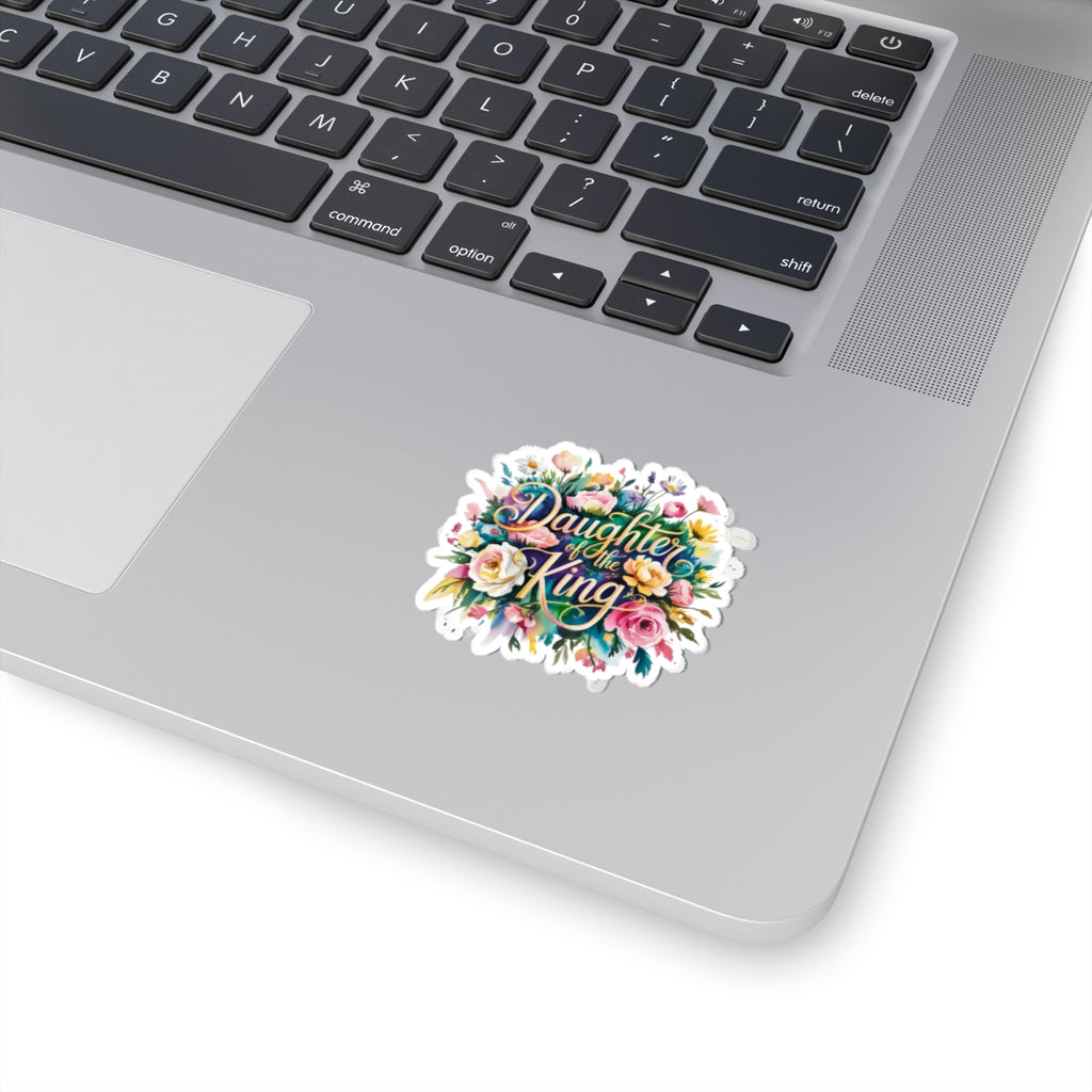 Floral Daughter of the King Kiss-Cut Stickers, Inspirational Stickers, Flower Stickers, Christian Stickers, Laptop Decor, Scripture Quotes