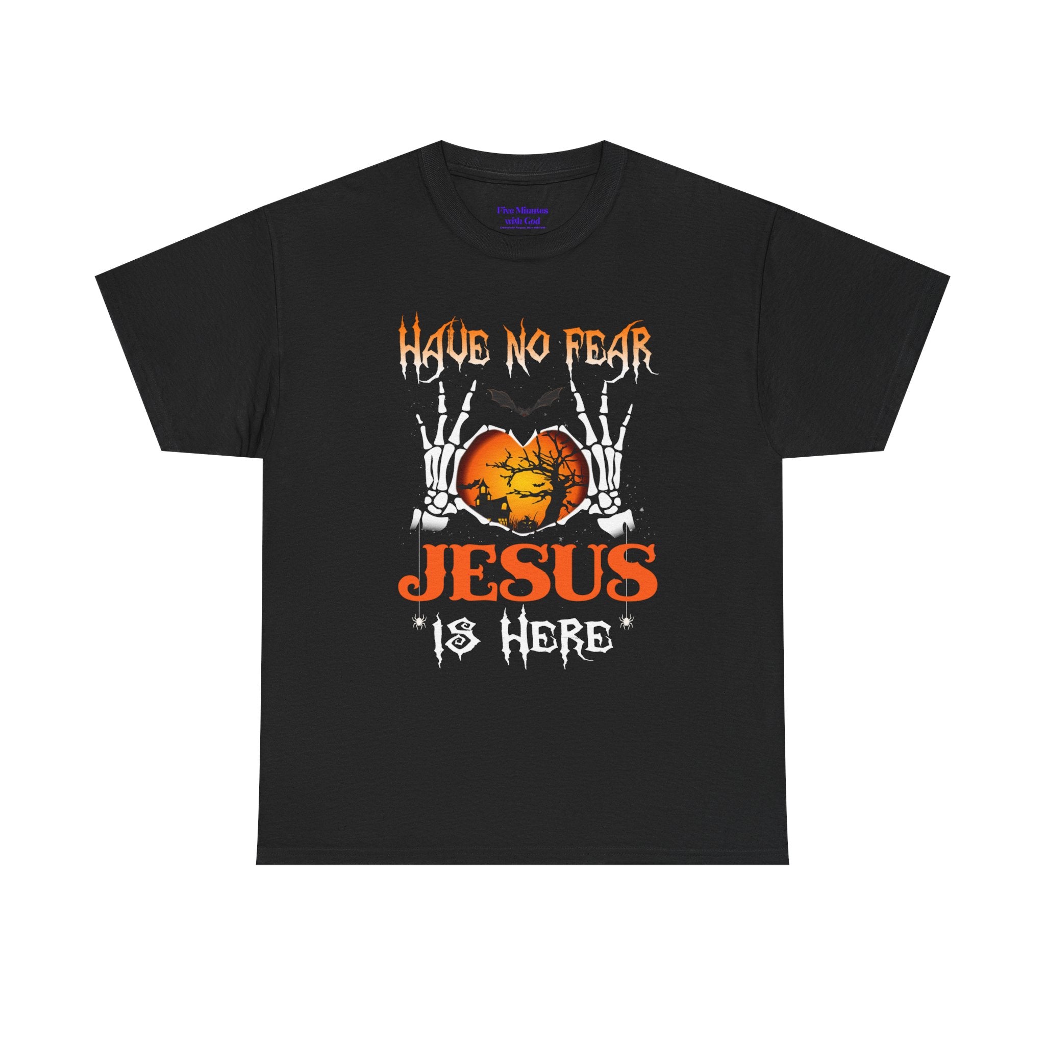 Halloween Faith Tee, Unisex T-Shirt with Skeletons, Jesus is Here, Spooky Season Apparel, Christian Shirt, Autumn Outfit