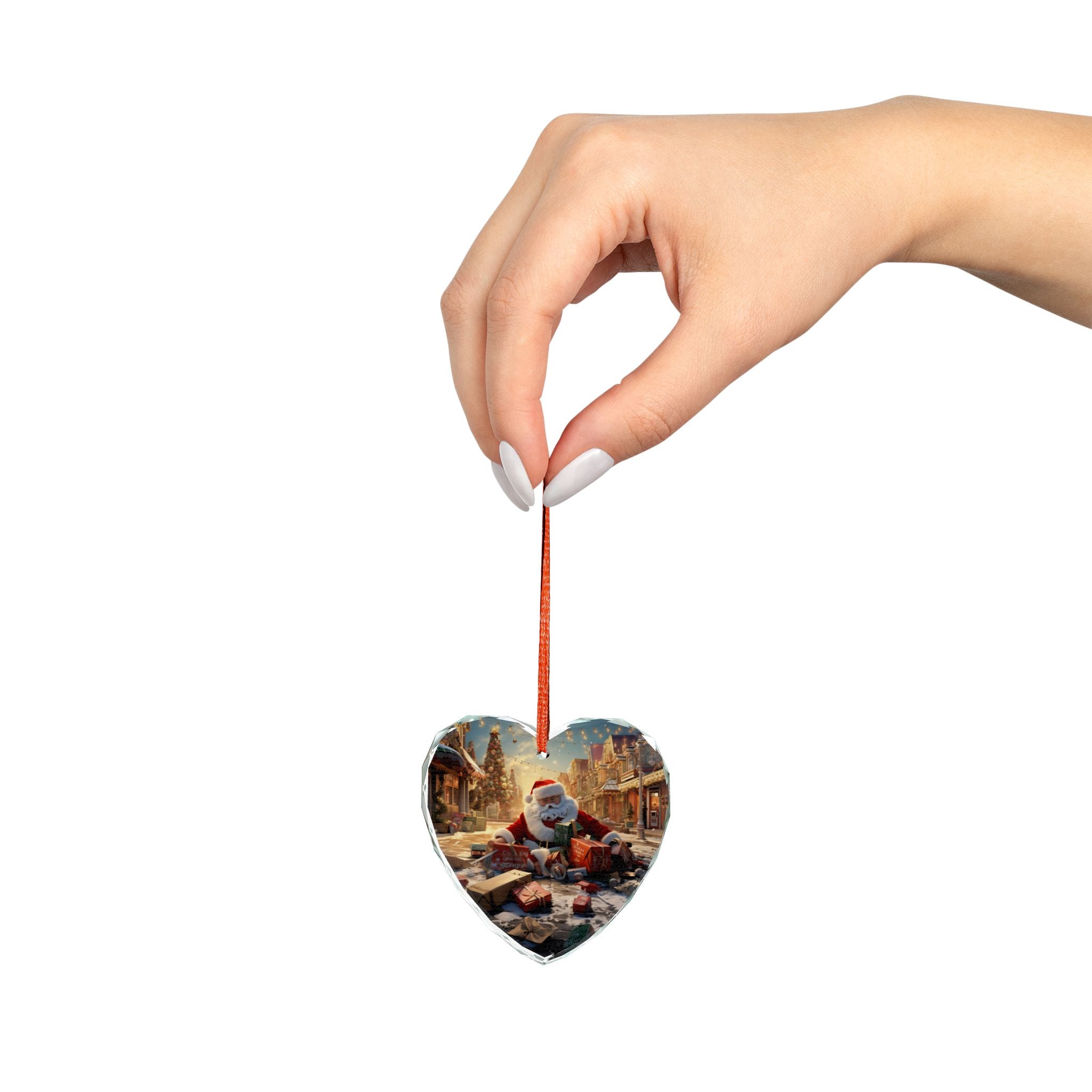 Heart-Shaped Christmas Ornament, Festive Home Décor, Holiday Gift, Santa Decoration, Personalized Tree Ornament