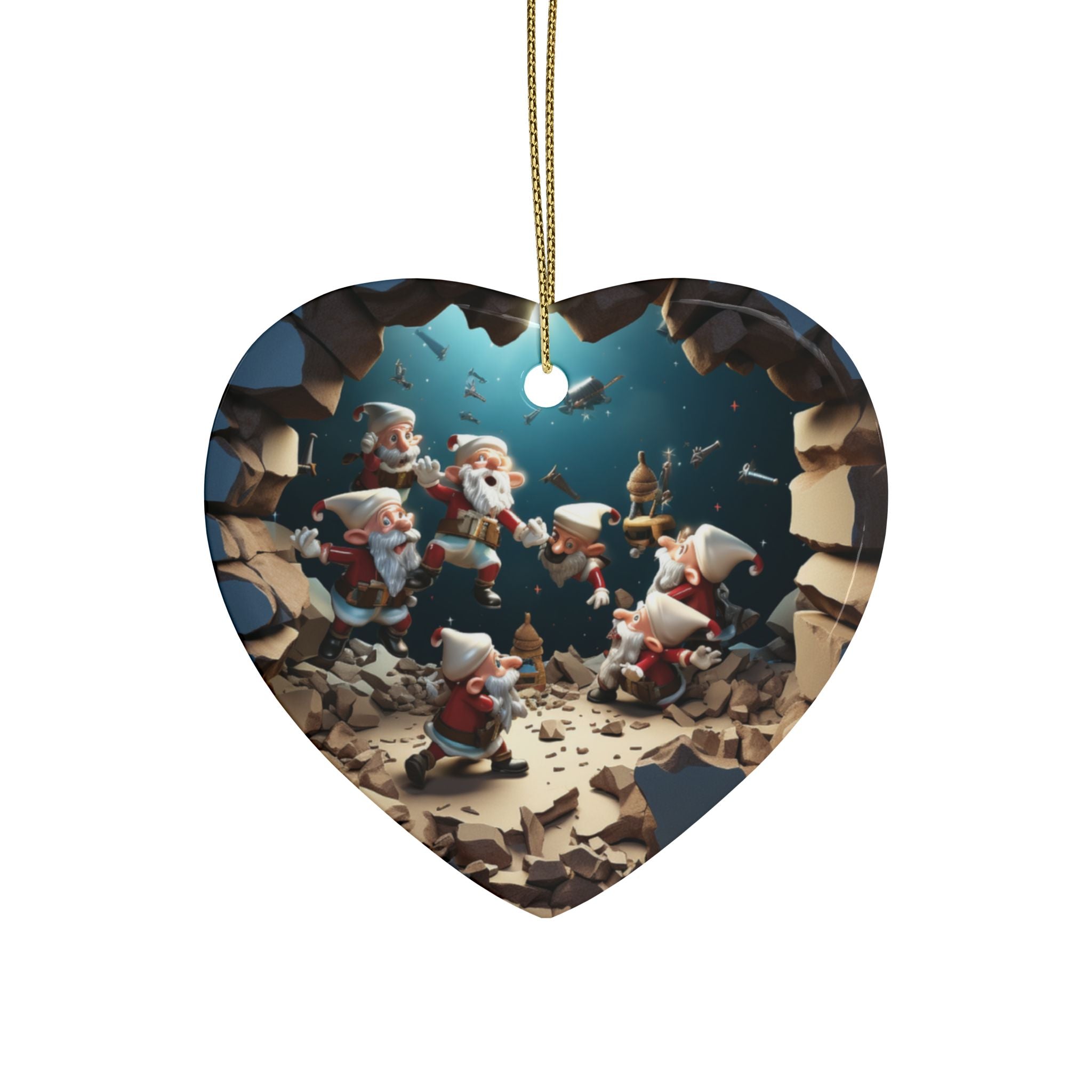 Heart-Shaped Ceramic Ornaments, Fun Santa Theme Decorations, Holiday Tree Decor, Christmas Gifts, Festive Home Accents