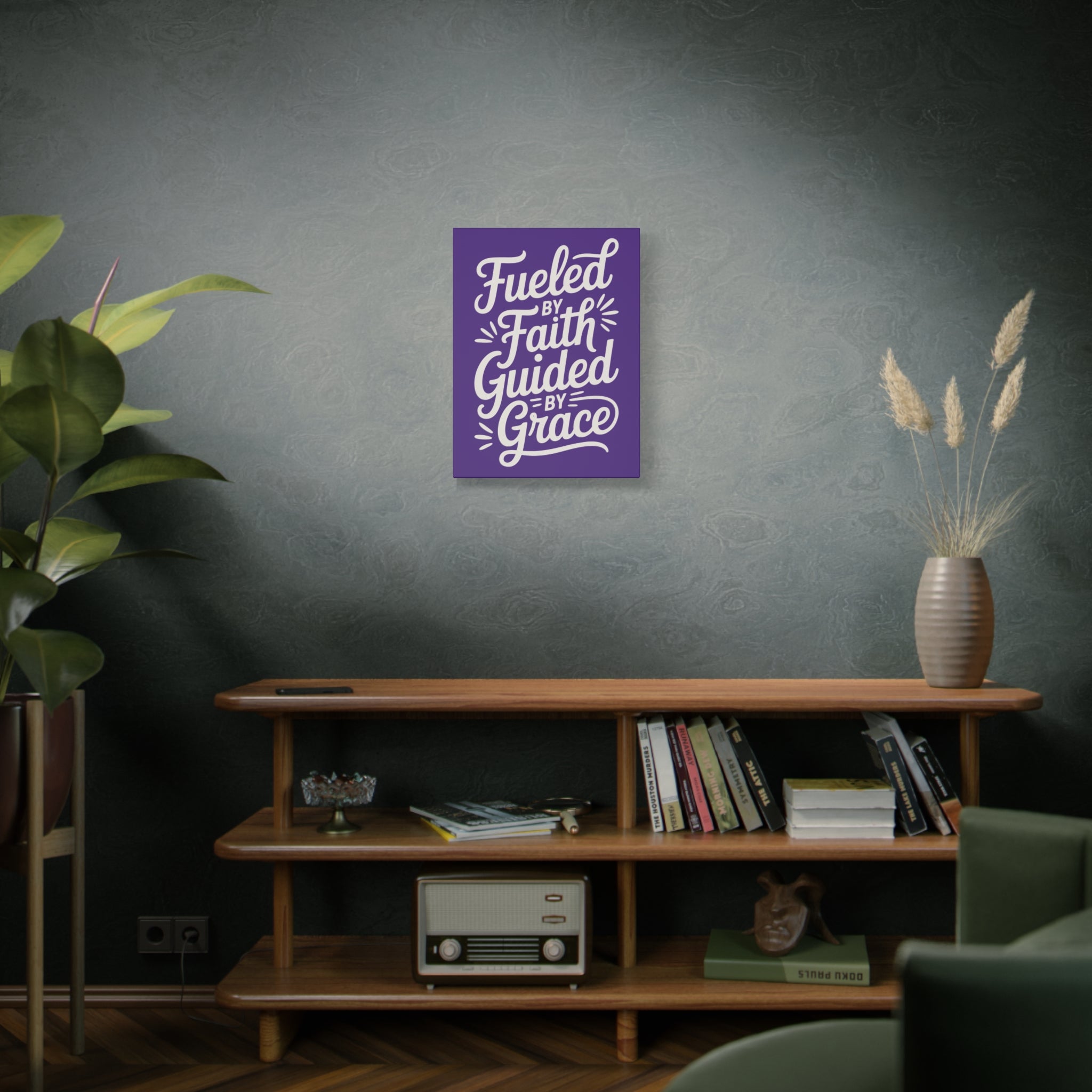 Purple Stretched Canvas Art, Motivational Wall Decor, Home Inspirational Art, Faith-Based Decor, Gift for Faith Lovers
