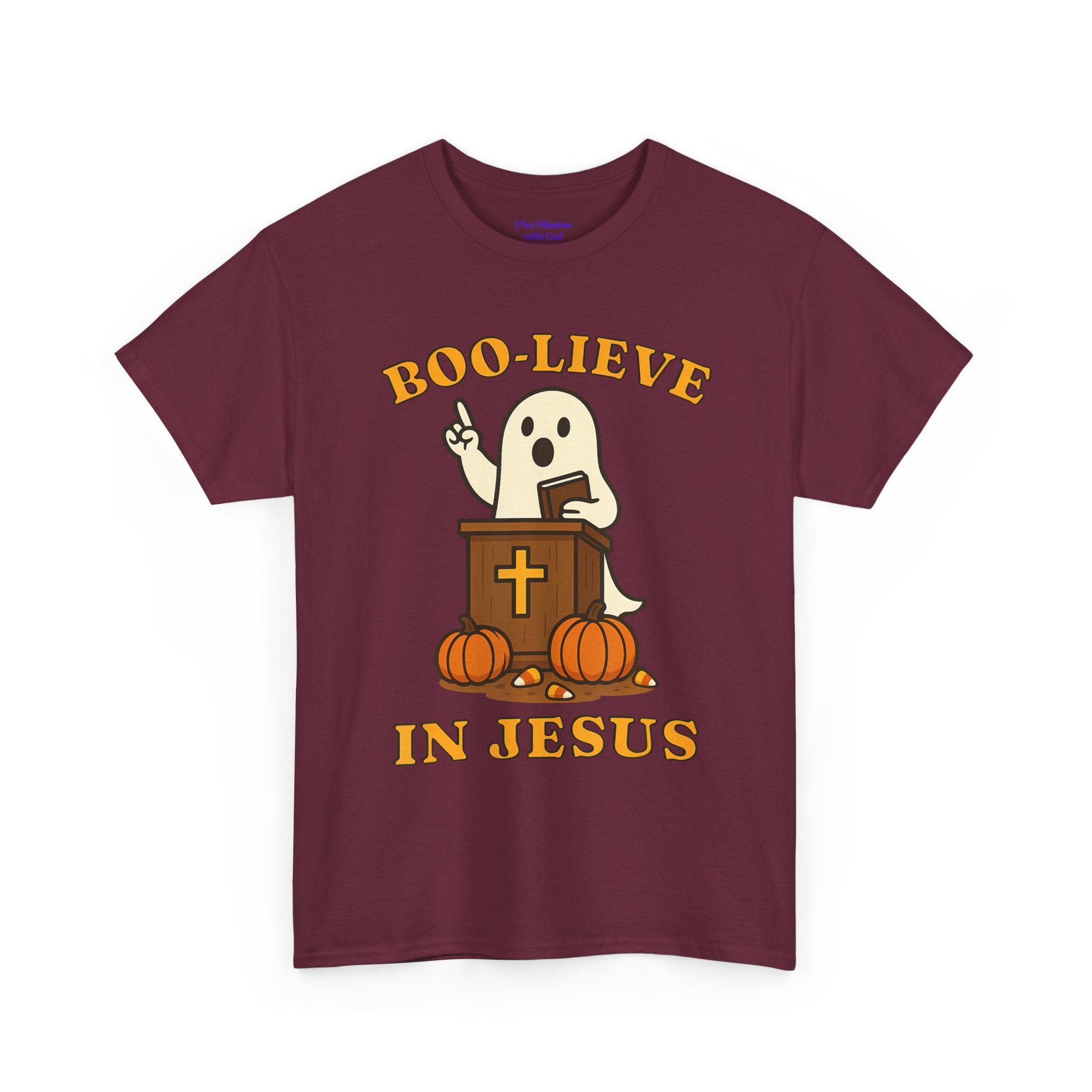 Boo-Lieve in Jesus Tee, Halloween Shirt, Unisex Cotton Tee, Fall Fashion, Religious T-Shirt, Spooky Season Apparel