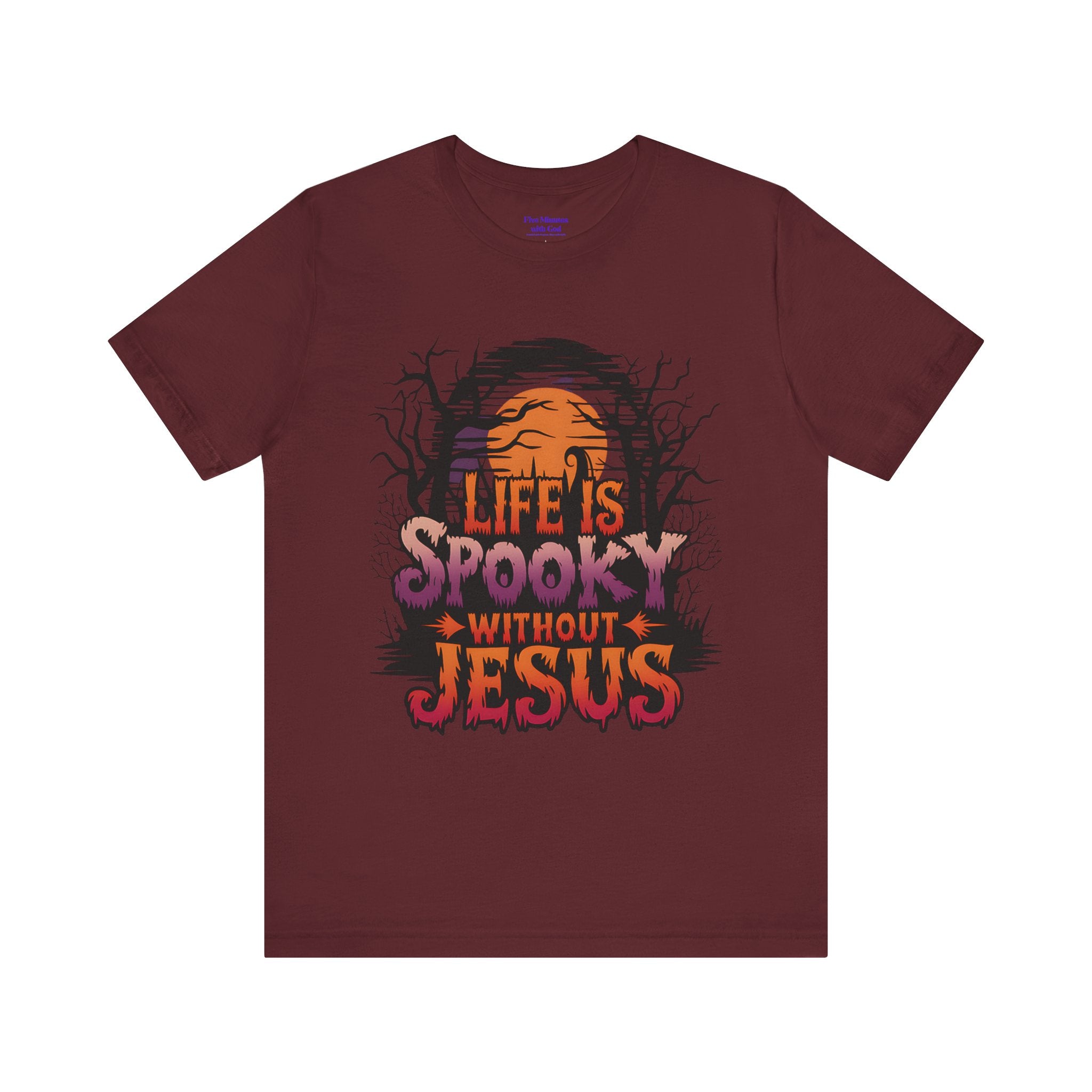 Spooky Jesus Tee - Short Sleeve Unisex Jersey Shirt, Halloween Apparel, Faith-Based Gift, Casual Wear, Everyday Comfort