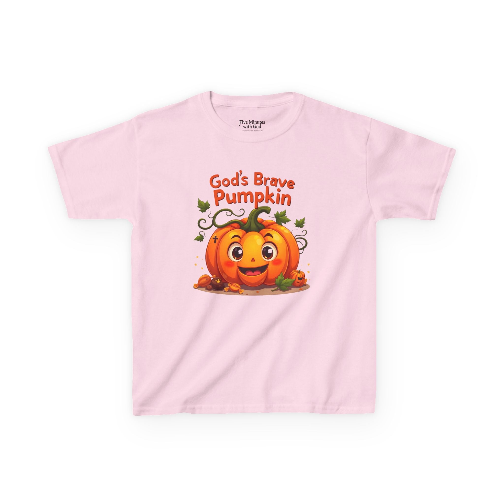 Cute Kids Halloween Tee, Pumpkin Shirt, Fall Celebration Top, Spooky Season Apparel, God’s Brave Pumpkin T-Shirt