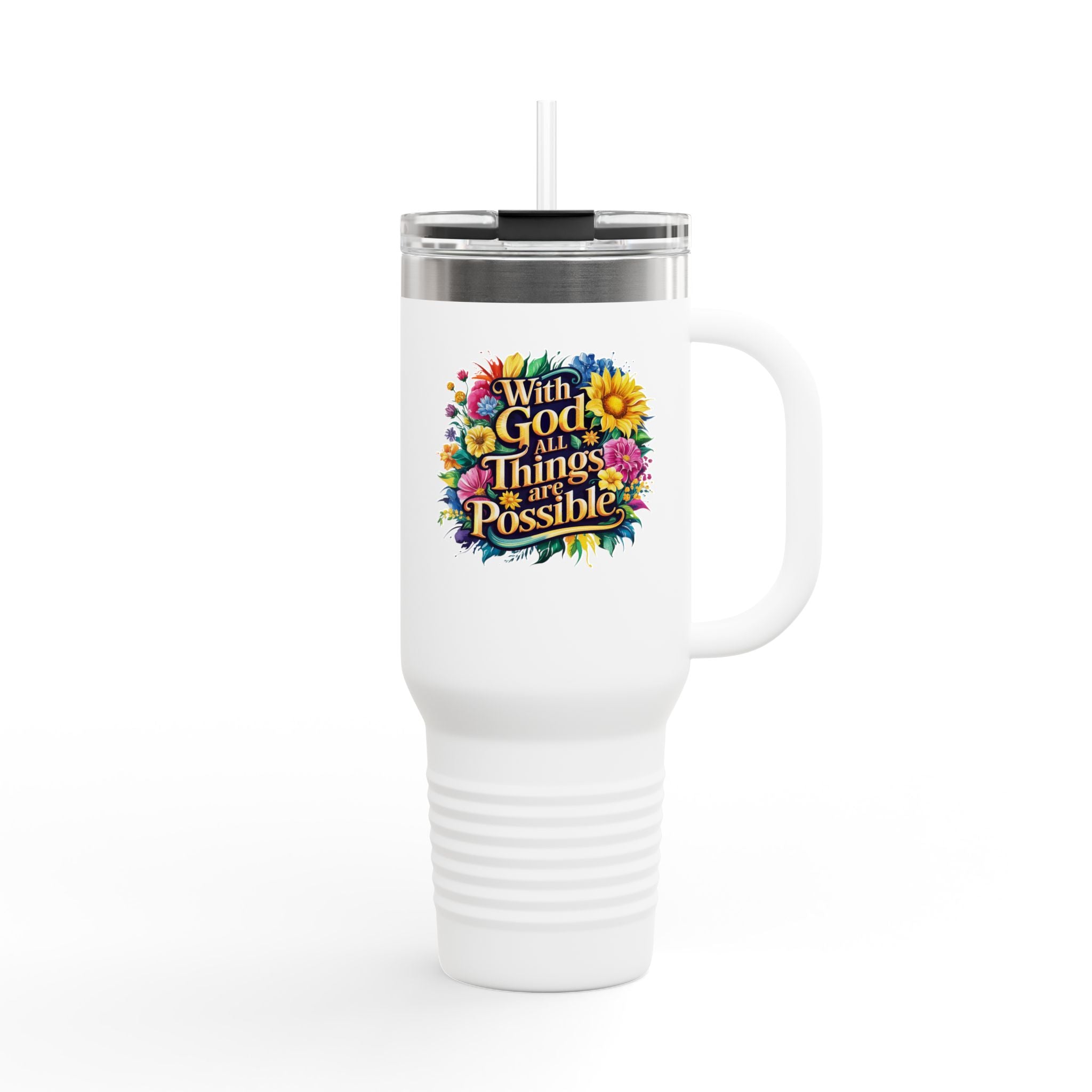 Inspirational Travel Mug, 40oz Insulated Coffee Cup, Floral Design, Motivational Gift for Travelers, Perfect for Road Trips, Keep [...]