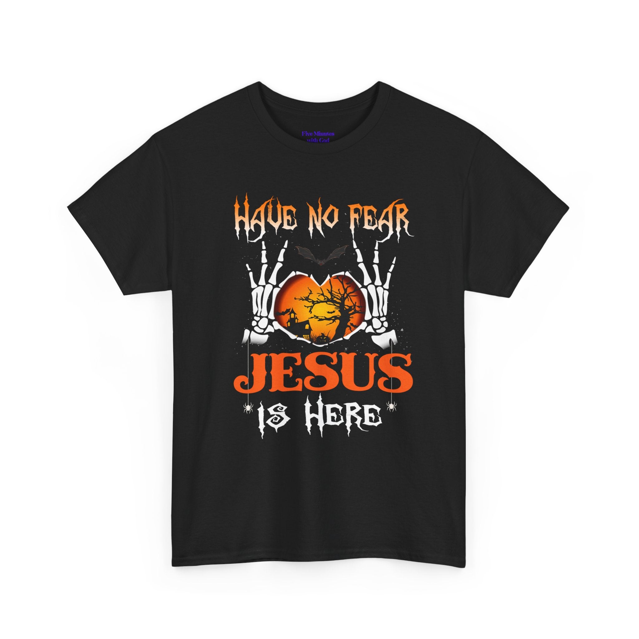 Halloween Faith Tee, Unisex T-Shirt with Skeletons, Jesus is Here, Spooky Season Apparel, Christian Shirt, Autumn Outfit