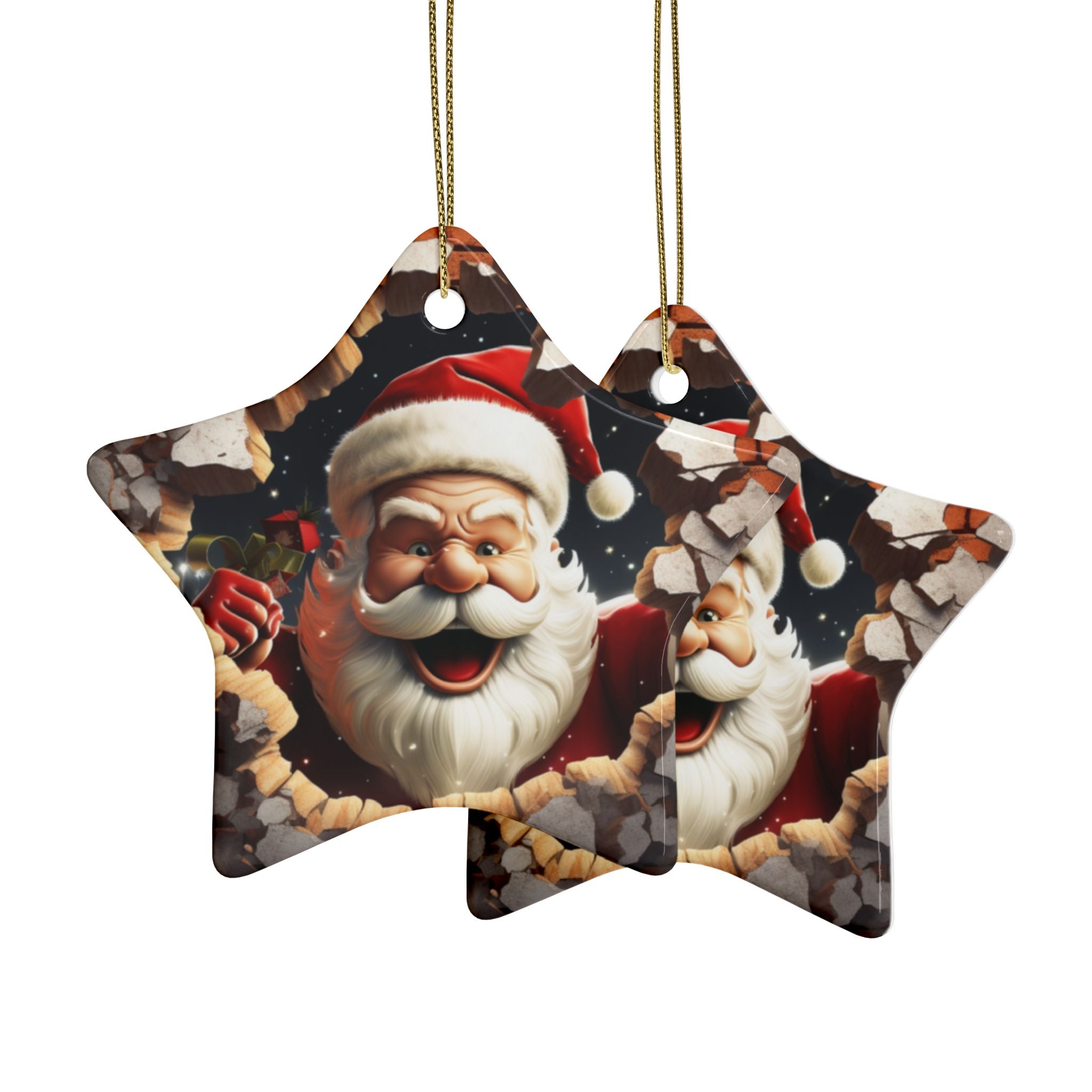 Santa Claus Ceramic Ornaments - Holiday Decorations, Christmas Tree Ornaments, Gifts, Festive Decor, Collectible Ornaments