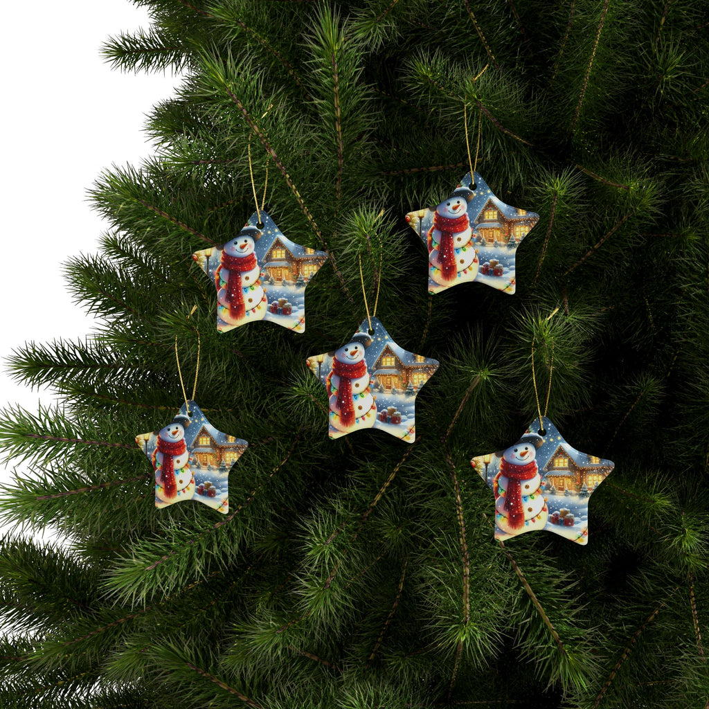 Festive Ceramic Ornaments - Heart-Shaped Snowman Decorations for Christmas, Tree Decor, Holiday Gifts, Home Accents