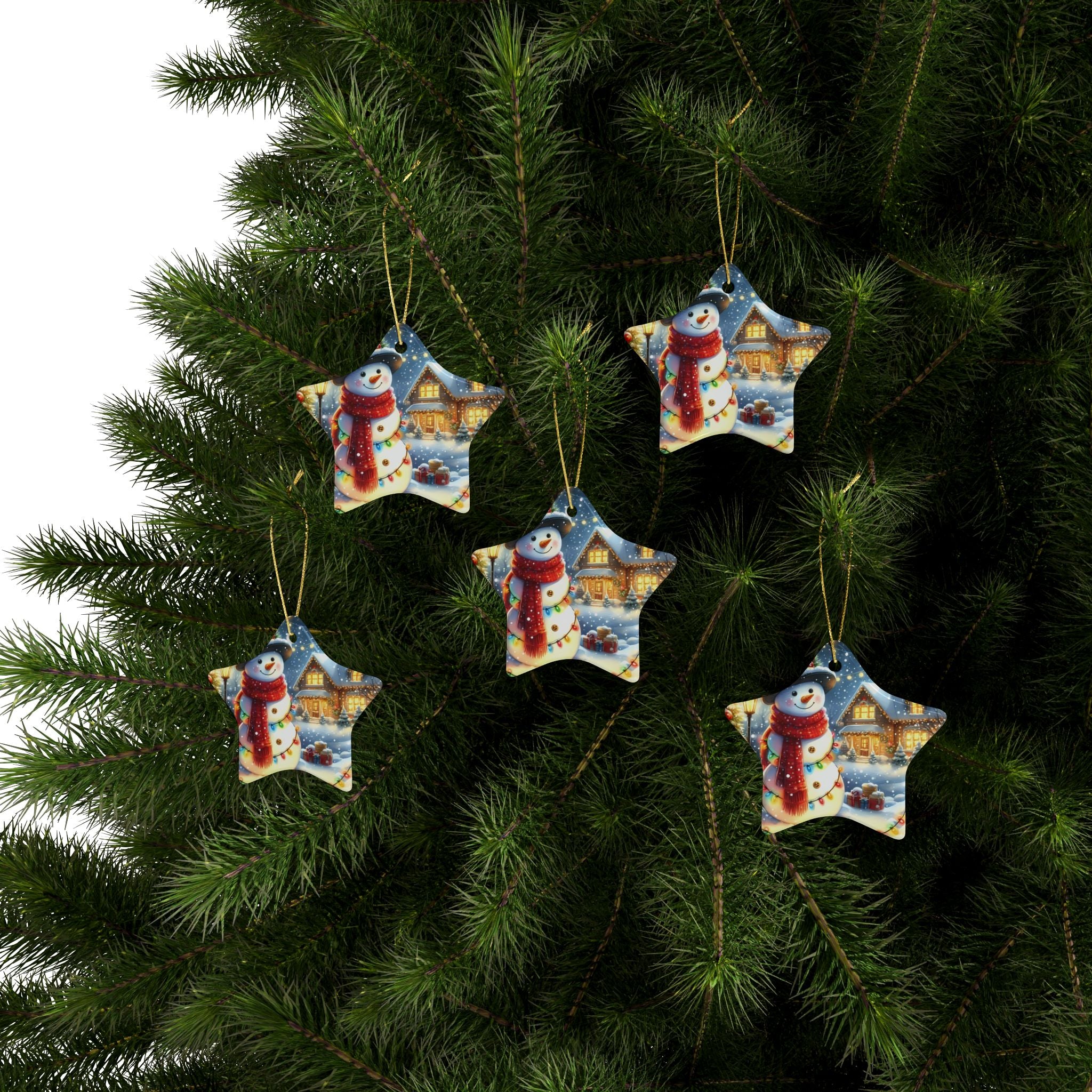 Festive Ceramic Ornaments - Heart-Shaped Snowman Decorations for Christmas, Tree Decor, Holiday Gifts, Home Accents