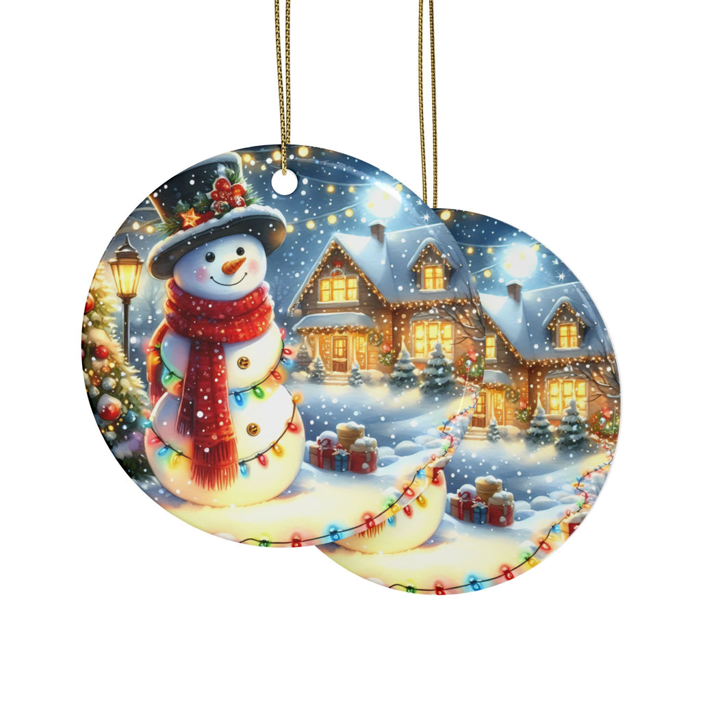 Festive Ceramic Ornaments - Heart-Shaped Snowman Decorations for Christmas, Tree Decor, Holiday Gifts, Home Accents
