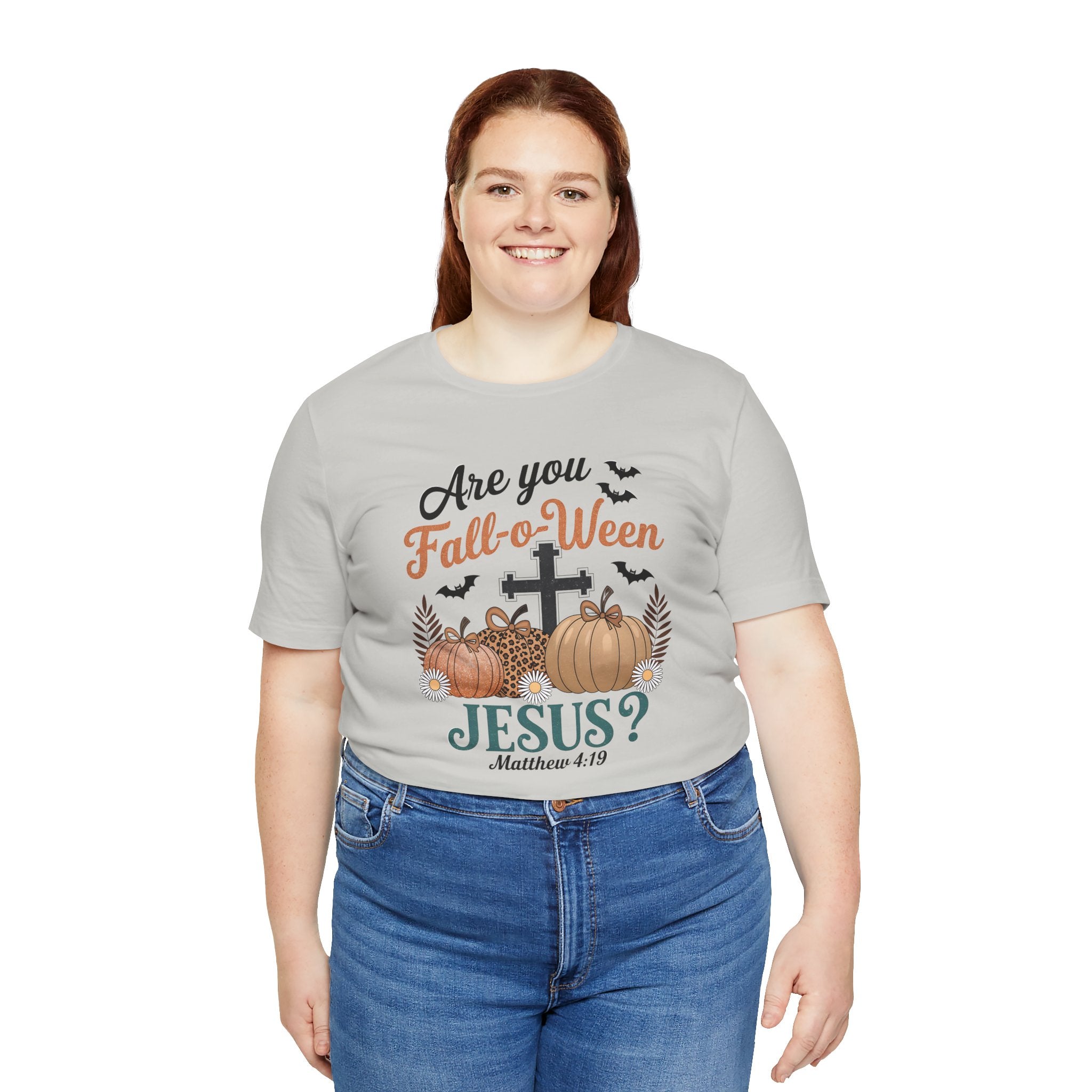 Fall-themed Christian Tee, Are You Fall-o-Ween Jesus?, Unisex Halloween Shirt, Autumn Faith T-Shirt, Pumpkin Design Top