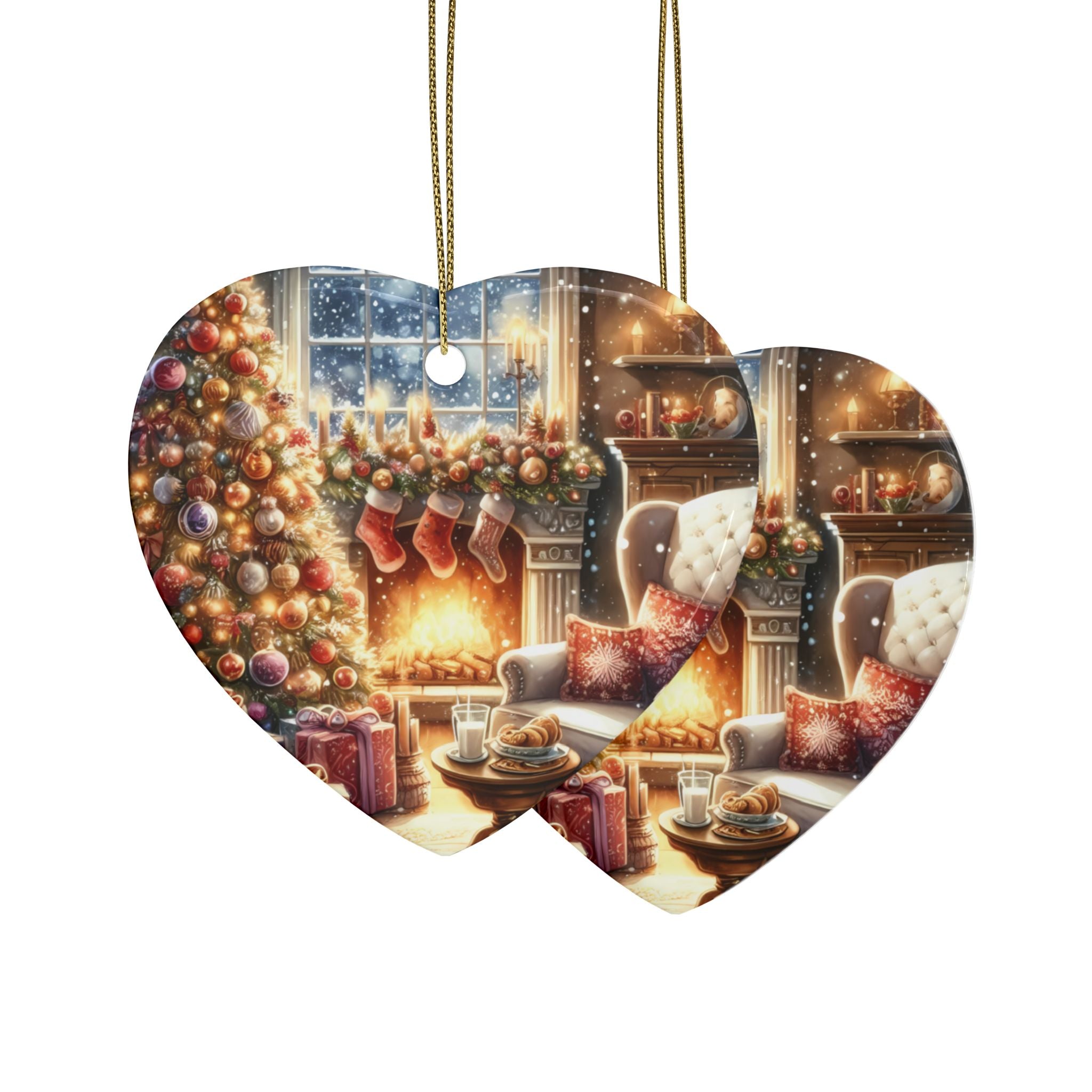 Festive Heart-Shaped Ceramic Ornaments for Holiday Cheer | Christmas Tree Decorations, Gift Tags, Home Decor, Collection Piece