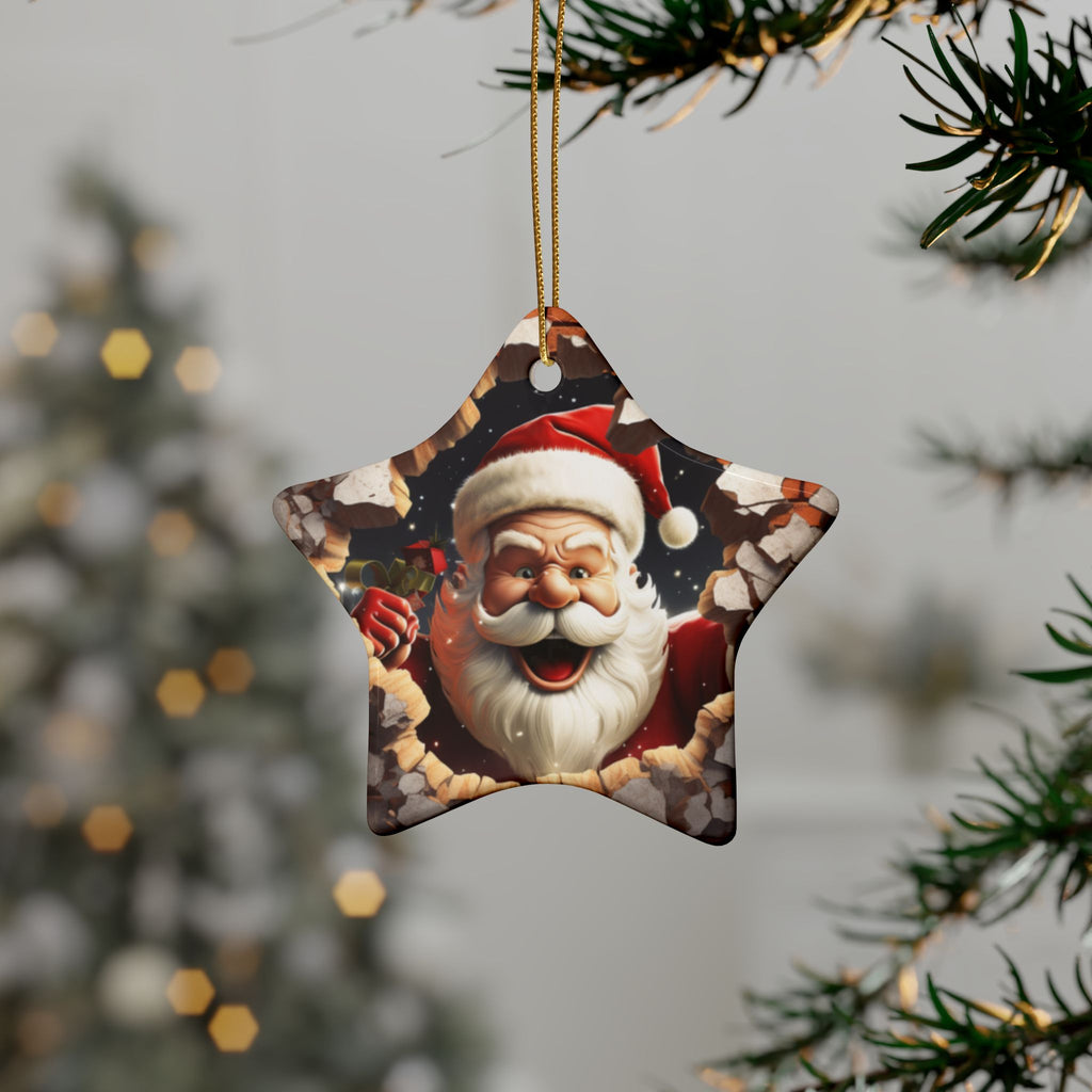 Santa Claus Ceramic Ornaments - Holiday Decorations, Christmas Tree Ornaments, Gifts, Festive Decor, Collectible Ornaments