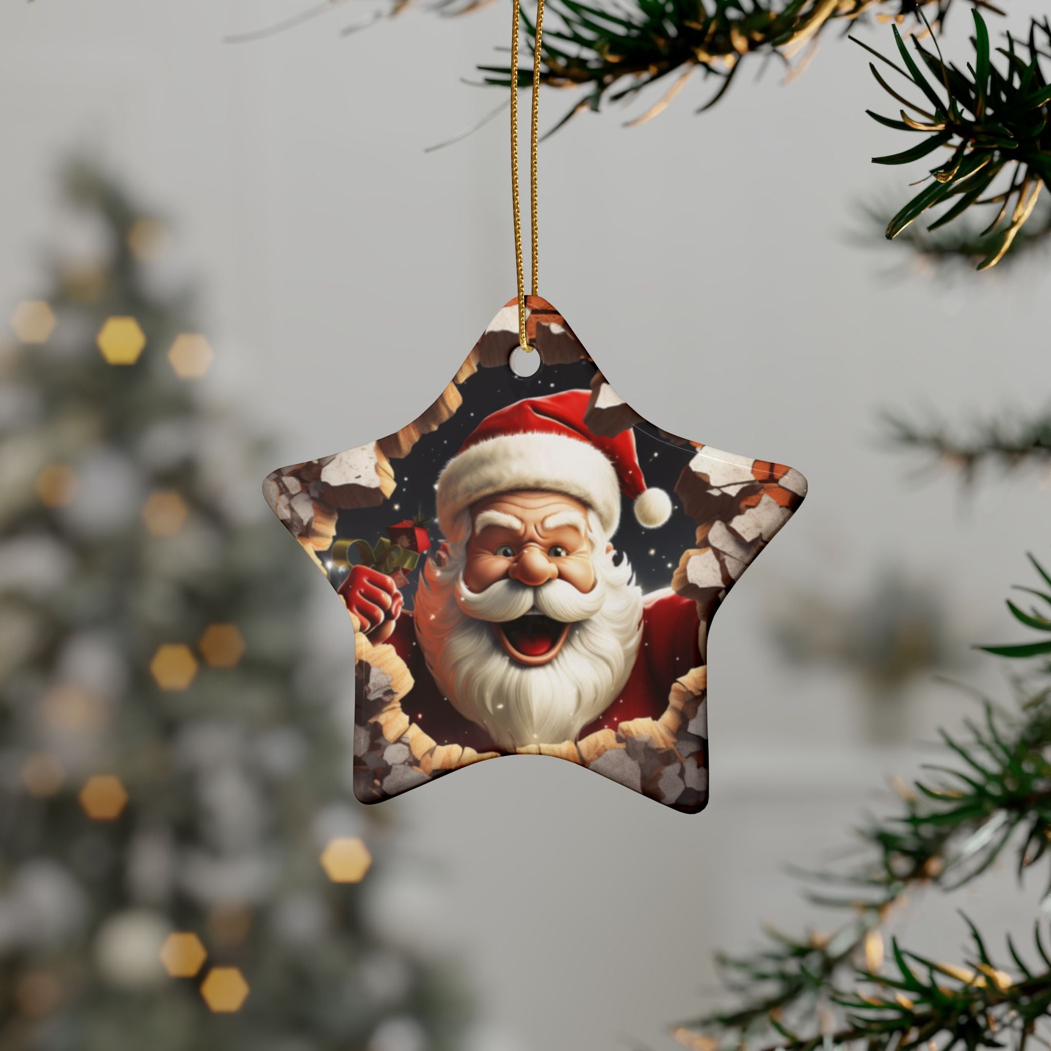 Santa Claus Ceramic Ornaments - Holiday Decorations, Christmas Tree Ornaments, Gifts, Festive Decor, Collectible Ornaments