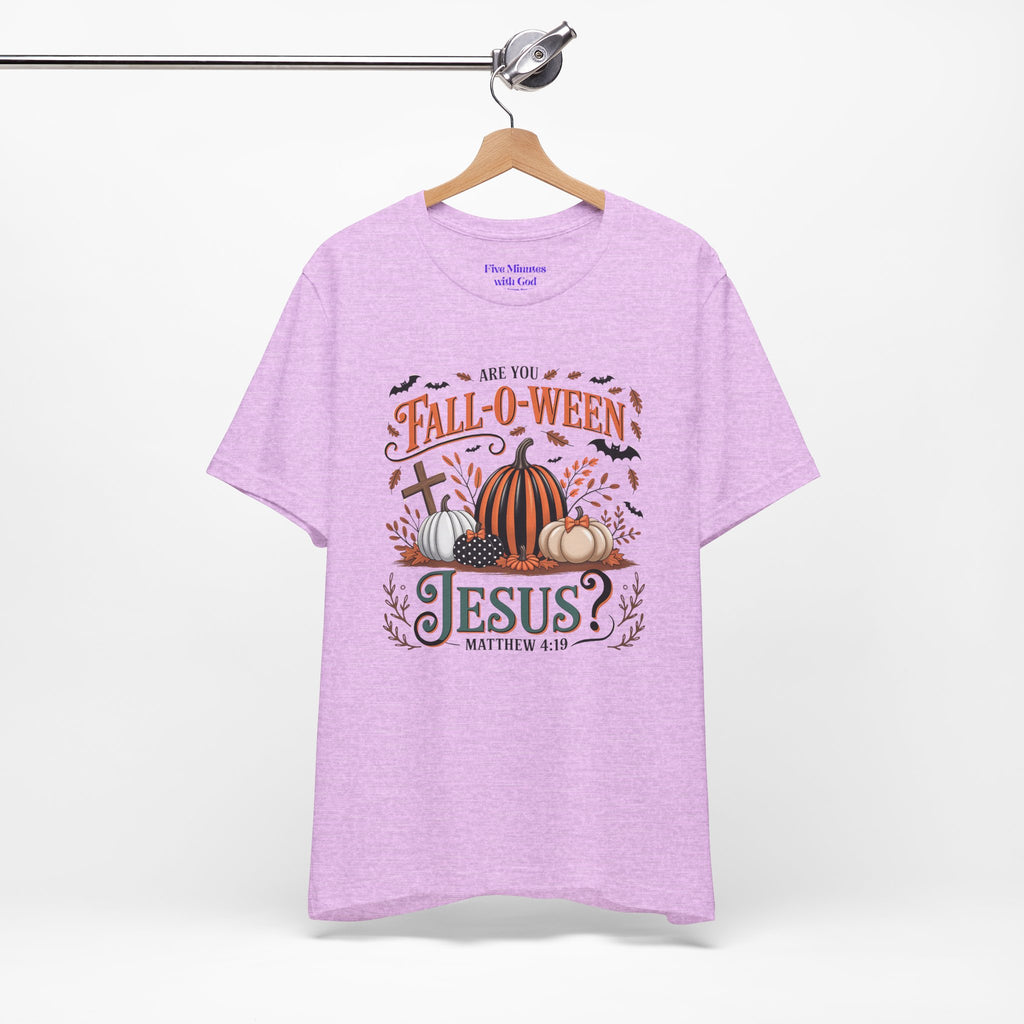Fall-O-Ween Jesus Tee, Funny Fall T-Shirt, Unisex Pumpkin Shirt, Halloween Christian Top, Autumn Graphic Tee, Religious Casual Wear