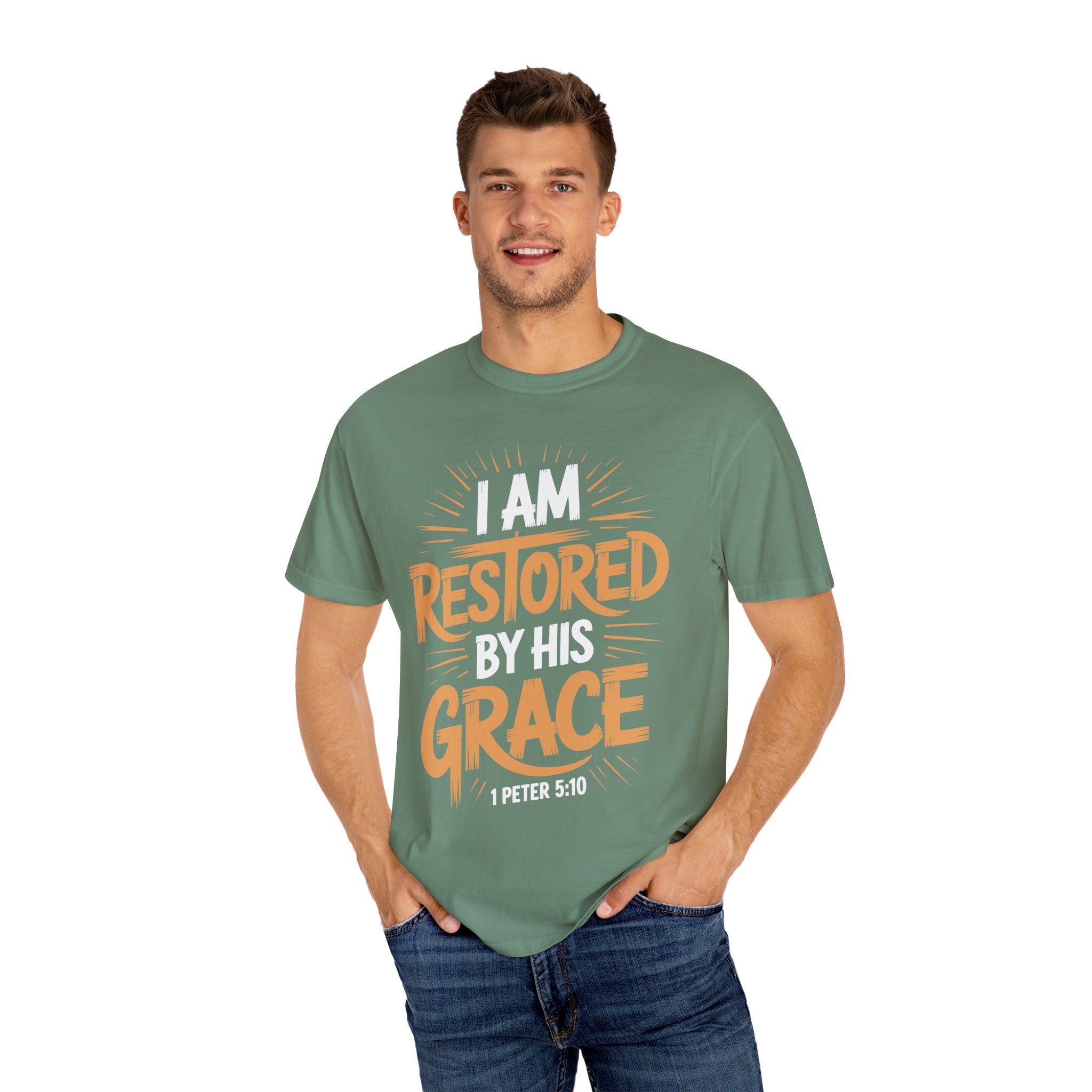 I Am Restored By His Grace Inspirational Graphic Tee
