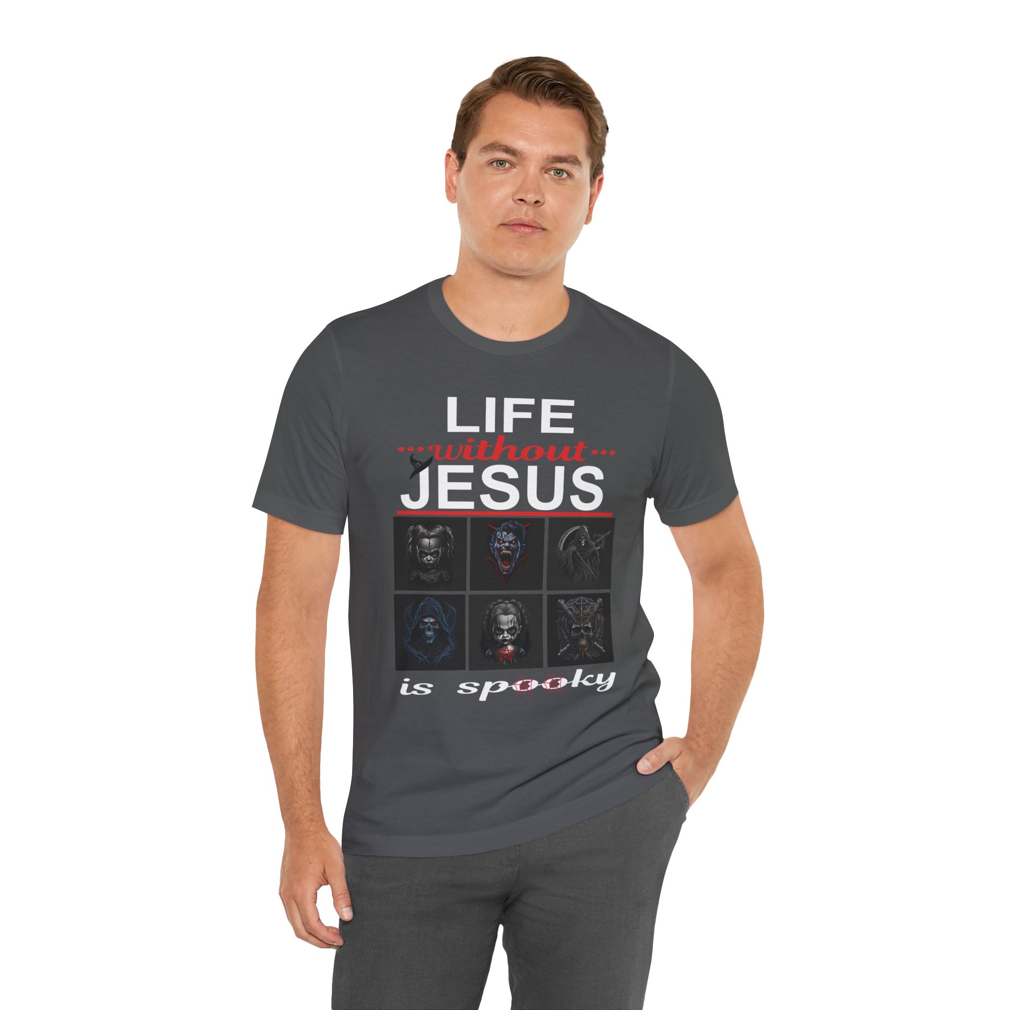 Funny Christian Tee - 'Life Without Jesus is Spooky' Unisex Jersey Short Sleeve T-Shirt, Faith Apparel, Religious Gift, Halloween Tee, [...]