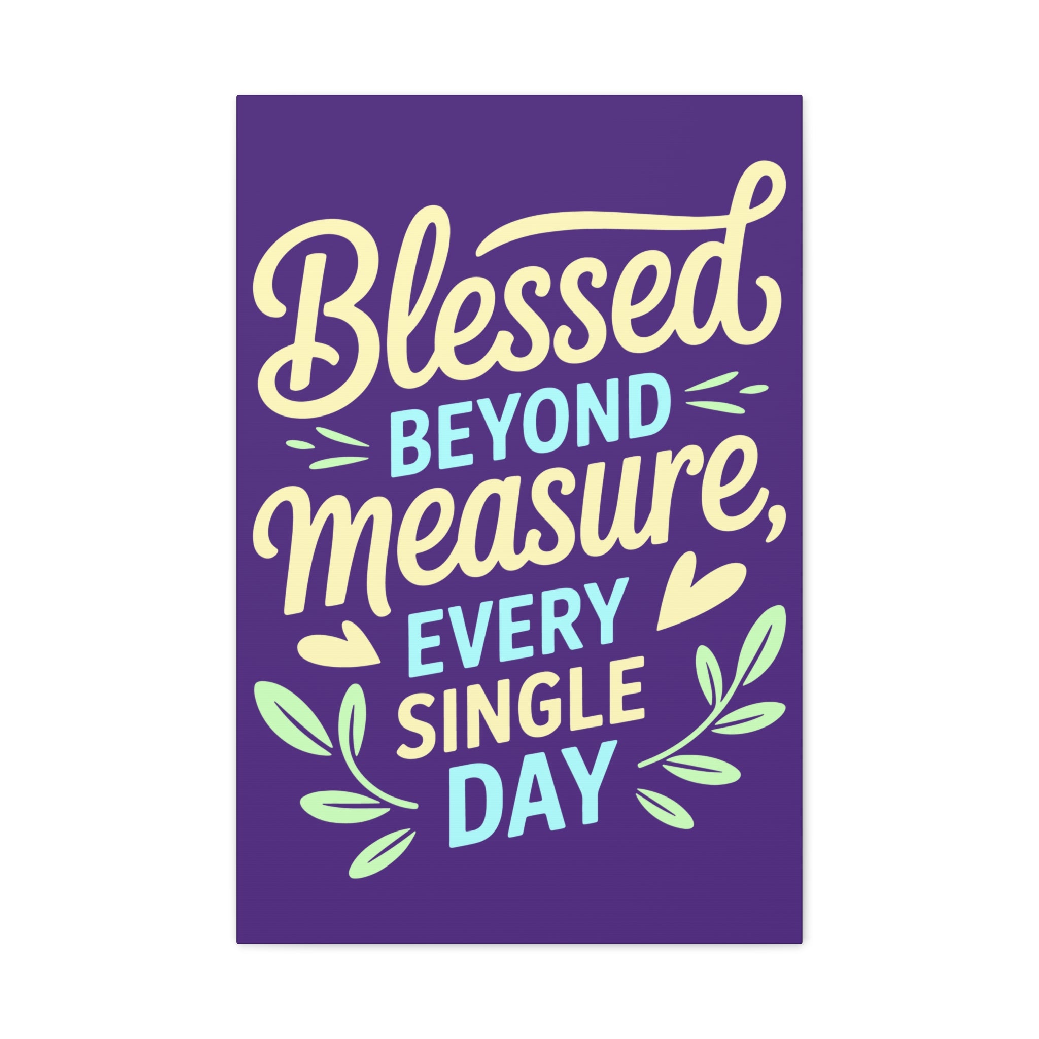 Purple Inspirational Wall Art, Blessed Beyond Measure Canvas, Uplifting Home Decor, Positive Quote Artwork, Gift for Friends & Family