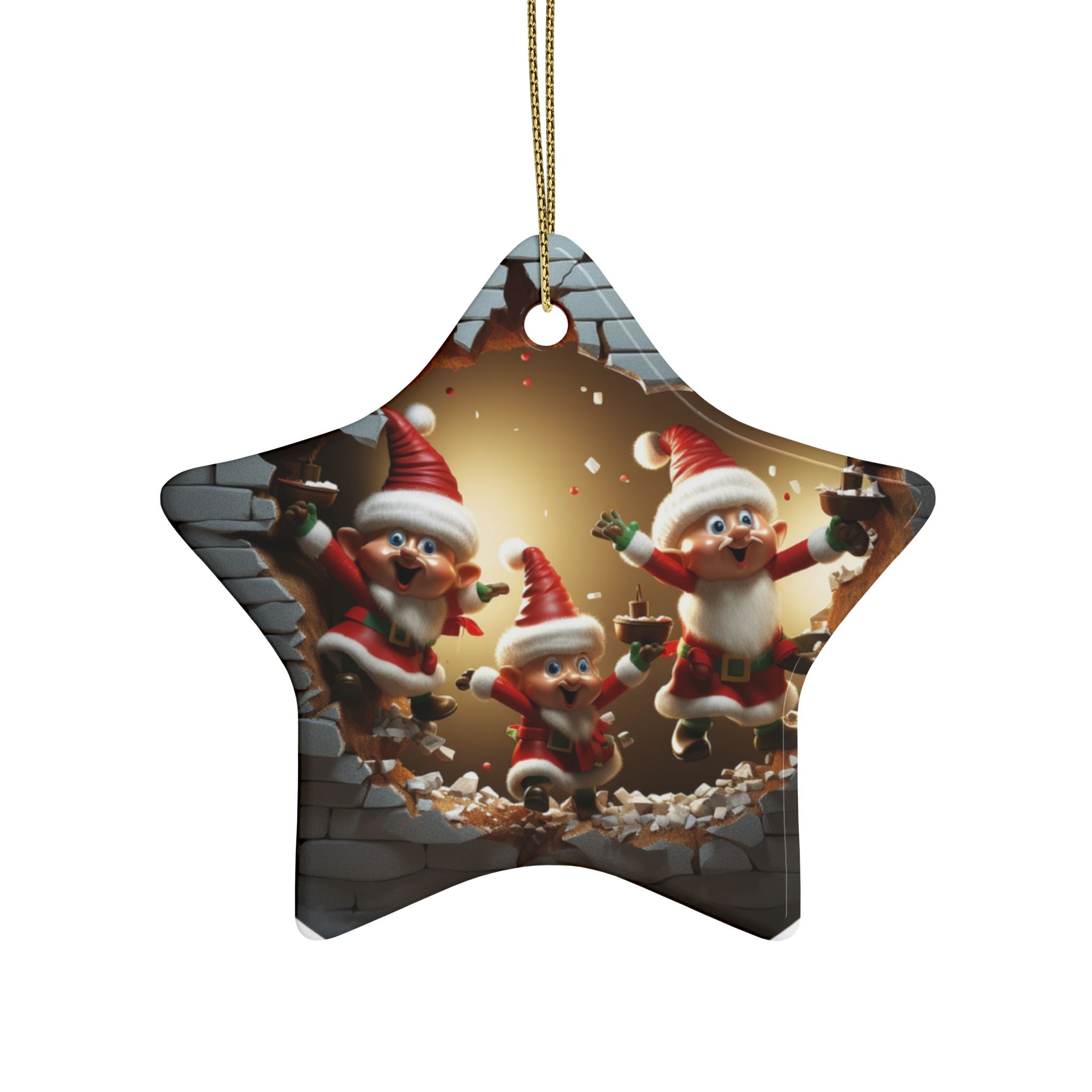 Festive Ceramic Ornaments - Santa's Fun Celebration, Holiday Decor for Christmas, Gift Tags, Tree Decorations, Set of 1-20