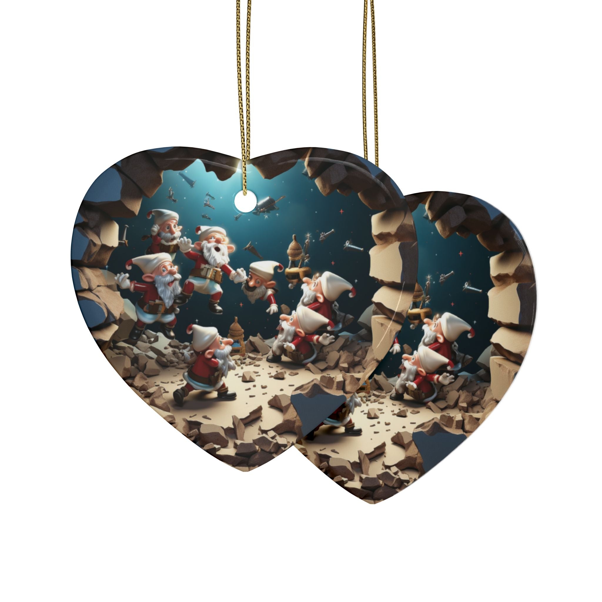 Heart-Shaped Ceramic Ornaments, Fun Santa Theme Decorations, Holiday Tree Decor, Christmas Gifts, Festive Home Accents