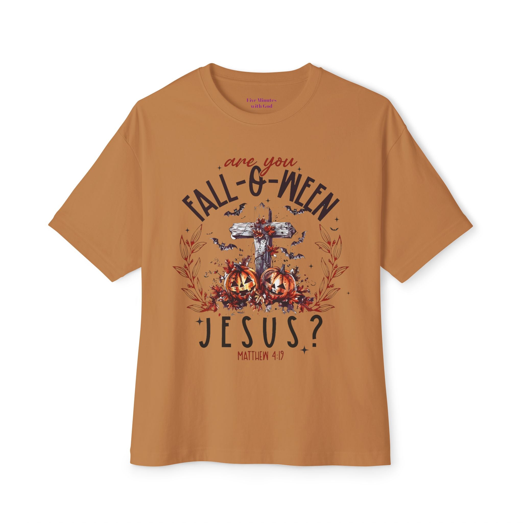 Fall-O-Ween Jesus Boxy Tee, Oversized T-Shirt for Halloween, Unisex, Funny Christian Tee, Casual Fall Wear, Unique Gift Idea