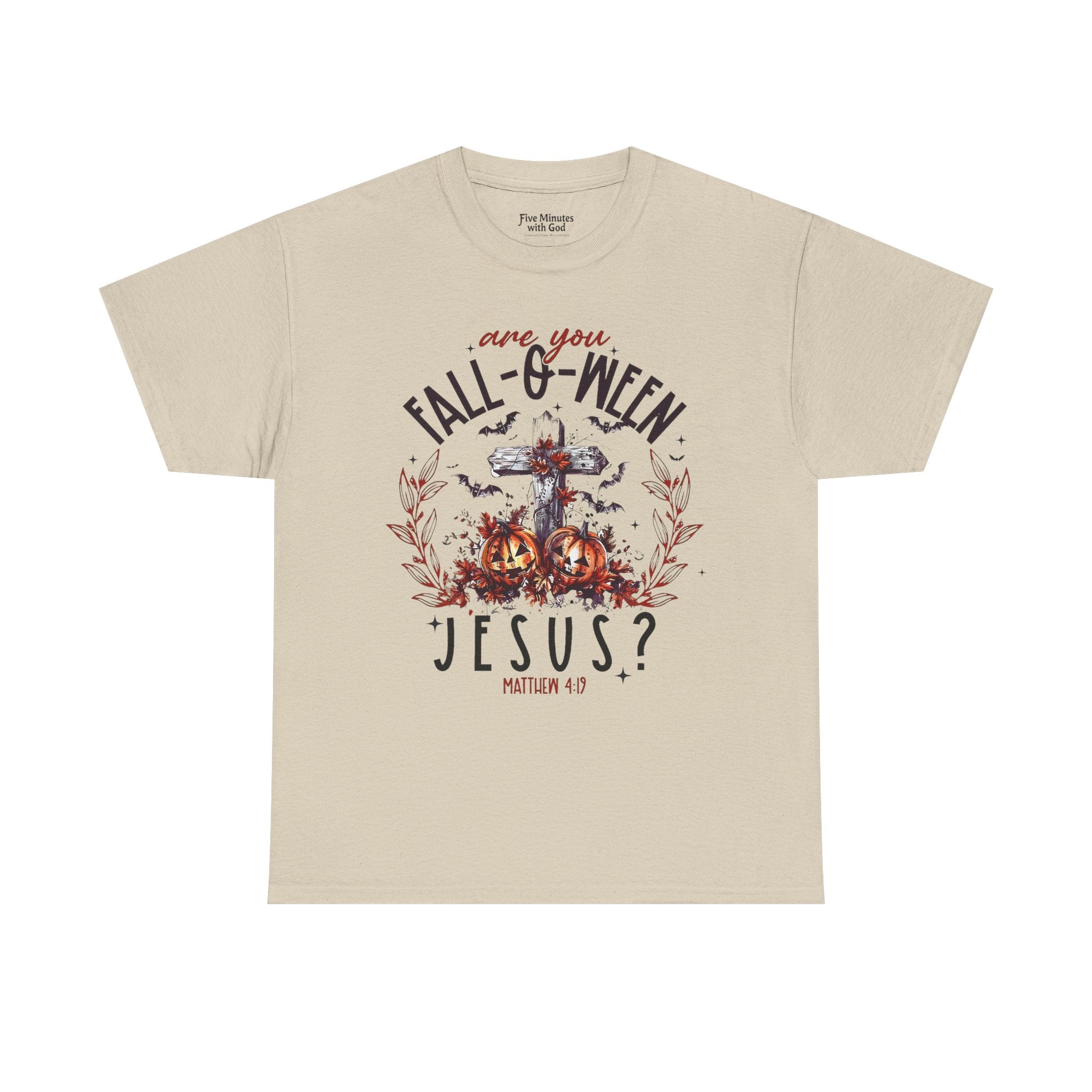 Fall-O-Ween Jesus Unisex Heavy Cotton Tee, Halloween Shirt, Christian T-Shirt, Autumn Apparel, Gift for Him/Her
