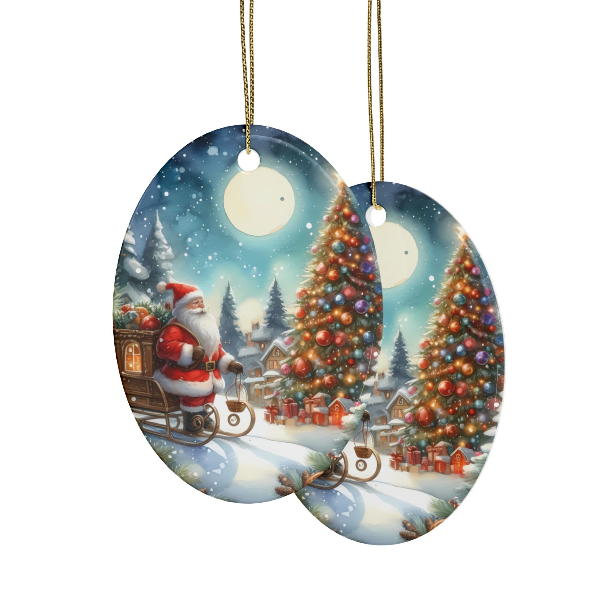Festive Ceramic Ornaments, Holiday Decor, Christmas Tree Ornaments, Santa Ornament, Winter Decoration, Gift Idea