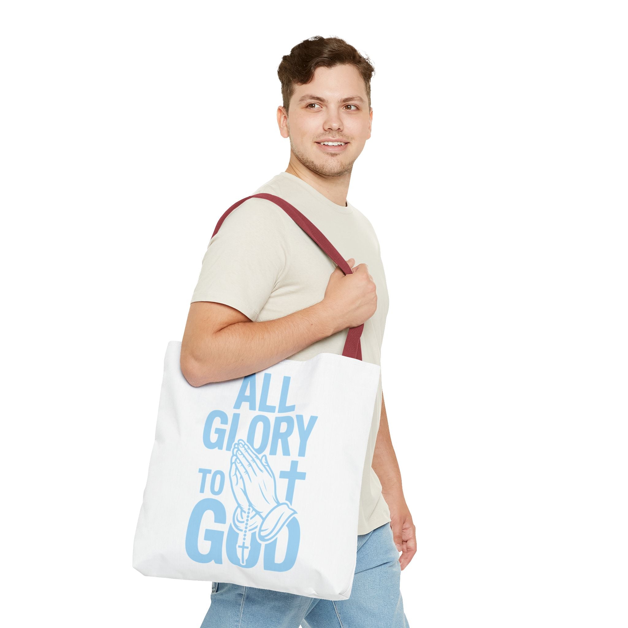 Faith-Inspired Tote Bag, All Glory to God, Christian Gift, Reusable Shopping Bag, Inspirational Tote, Church Event Carryall
