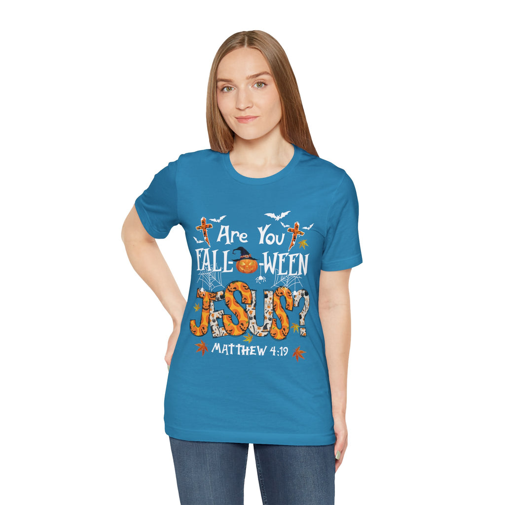 Jesus? Unisex Short Sleeve Tee | Fall Inspired T-Shirt, Autumn Apparel, Halloween Gift, Cozy Casual Wear, Everyday Style