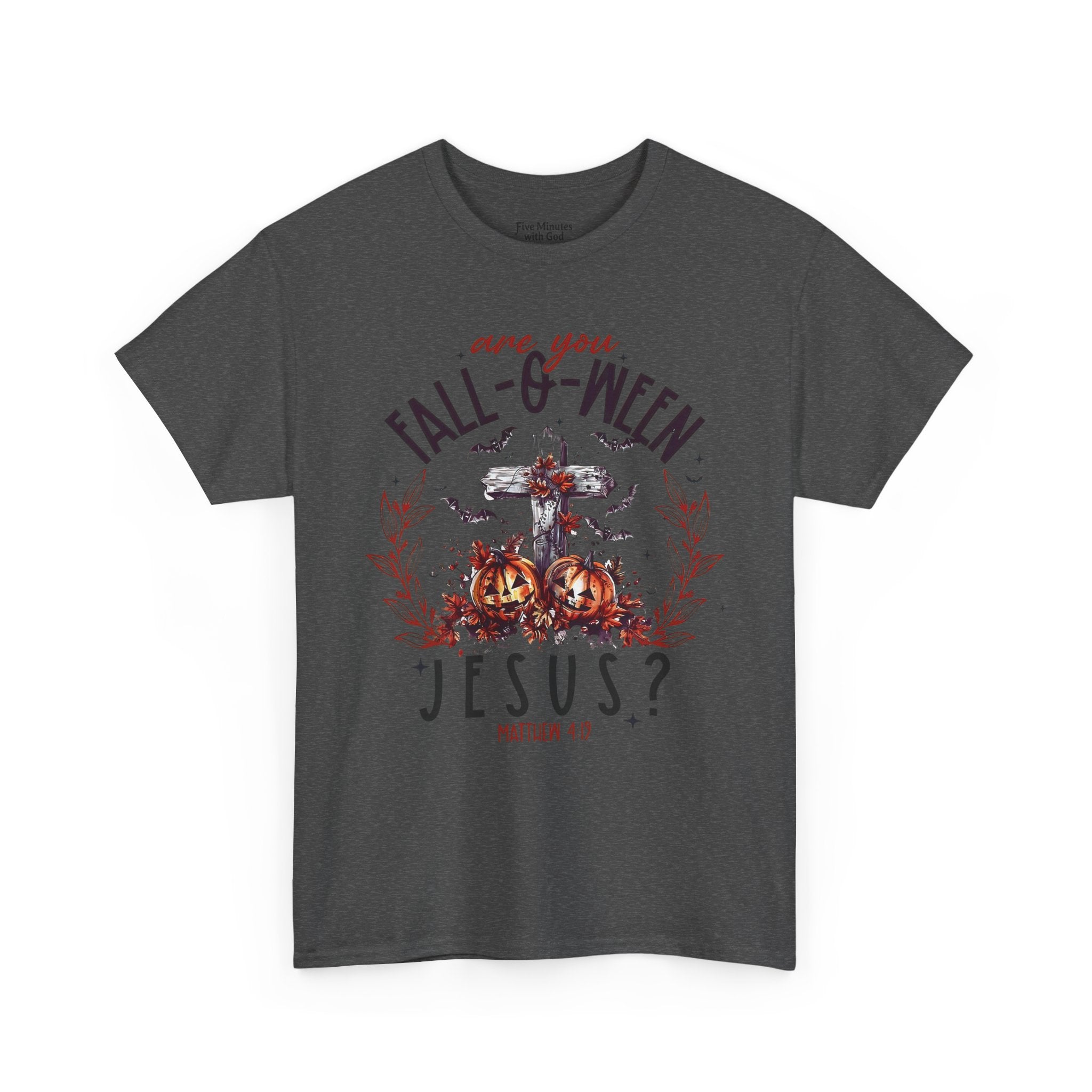 Fall-O-Ween Jesus Unisex Heavy Cotton Tee, Halloween Shirt, Christian T-Shirt, Autumn Apparel, Gift for Him/Her