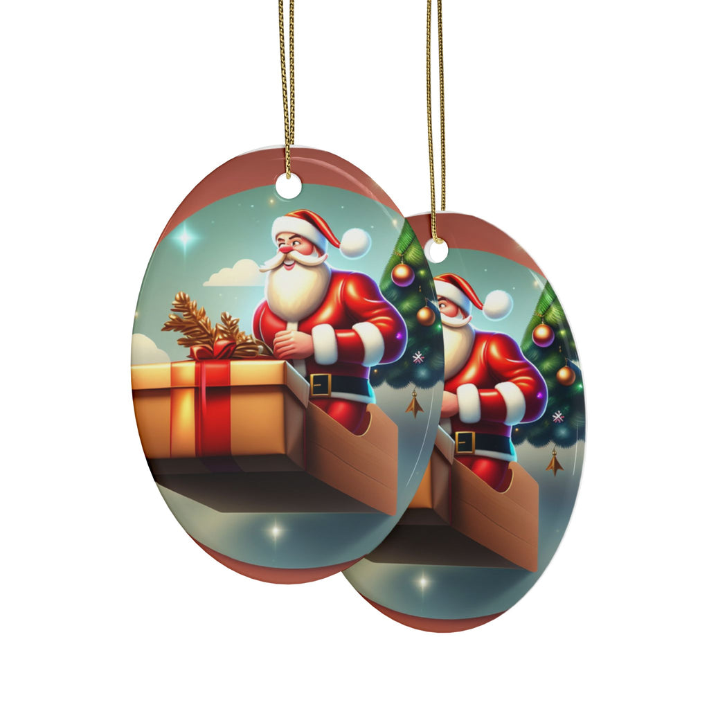 Festive Santa Ceramic Ornaments - Holiday Decor, Christmas Tree Decorations, Personalized Gifts, Stocking Stuffers, Winter Celebrations