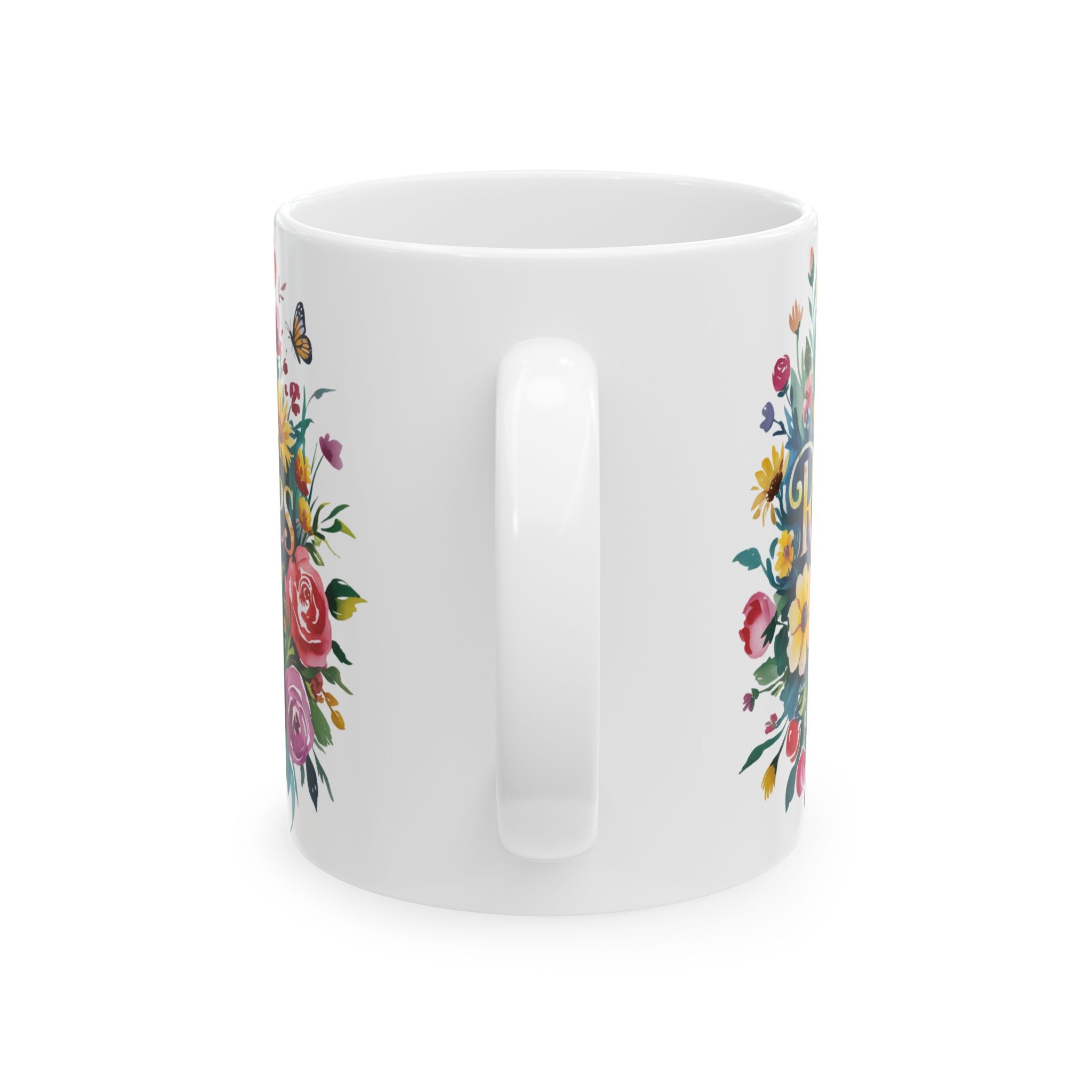 Floral Inspirational Ceramic Mug - Perfect Gift for Tea Lovers, Home Decor, Floral Art, Warm Beverage, Mother's Day, Inspirational Quotes