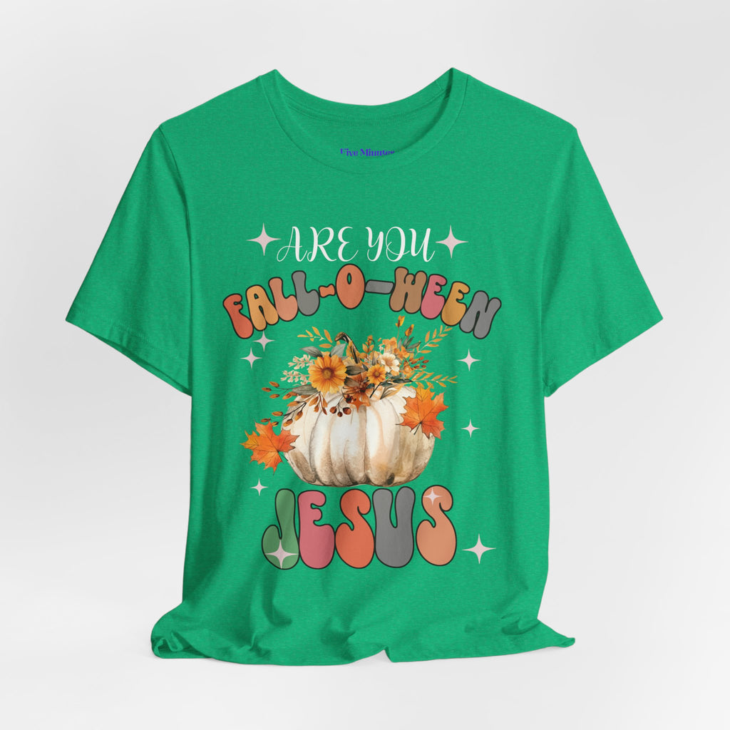 Fall-Themed Jesus Tee, Unisex Jersey T-Shirt, Cozy Autumn Apparel, Thanksgiving Gift, Fall Celebration Shirt, Christian Fashion