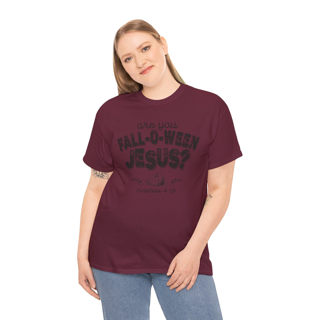 Fall-Themed Tee, Are You Fall-O-Ween Jesus, Unisex Cotton Shirt, Funny Fall Apparel, Halloween T-Shirt, Thanksgiving Gift Ideas