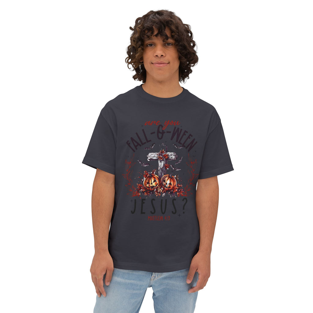 Fall-O-Ween Jesus Boxy Tee, Oversized T-Shirt for Halloween, Unisex, Funny Christian Tee, Casual Fall Wear, Unique Gift Idea