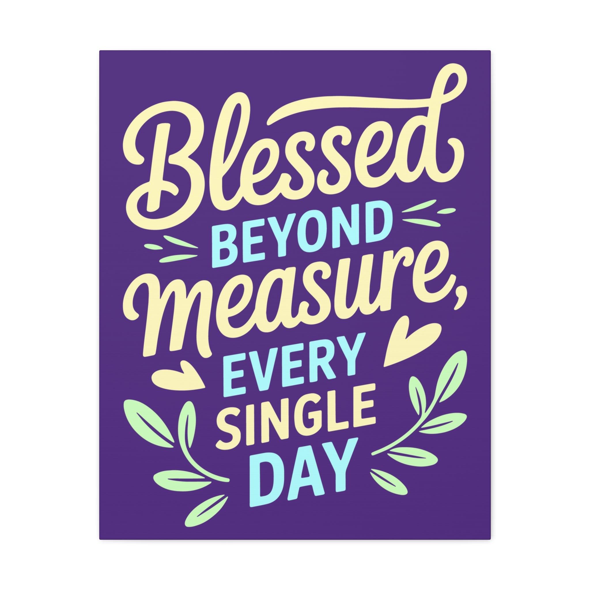 Purple Inspirational Wall Art, Blessed Beyond Measure Canvas, Uplifting Home Decor, Positive Quote Artwork, Gift for Friends & Family